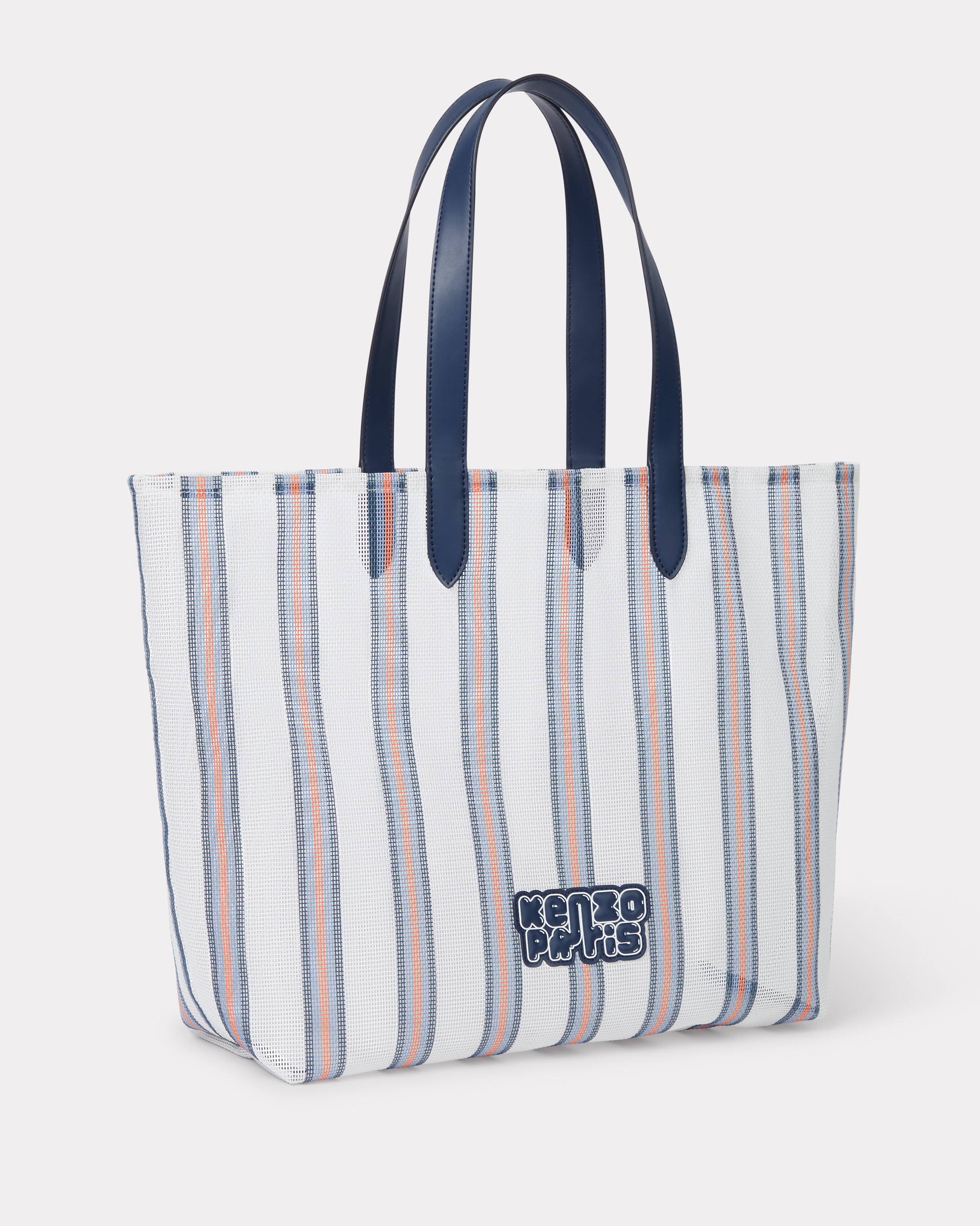 KENZO ' Coast Lines' Large Tote Bag In Mesh, Man, Off White, Size One, Polyvinyl Chloride/polyester