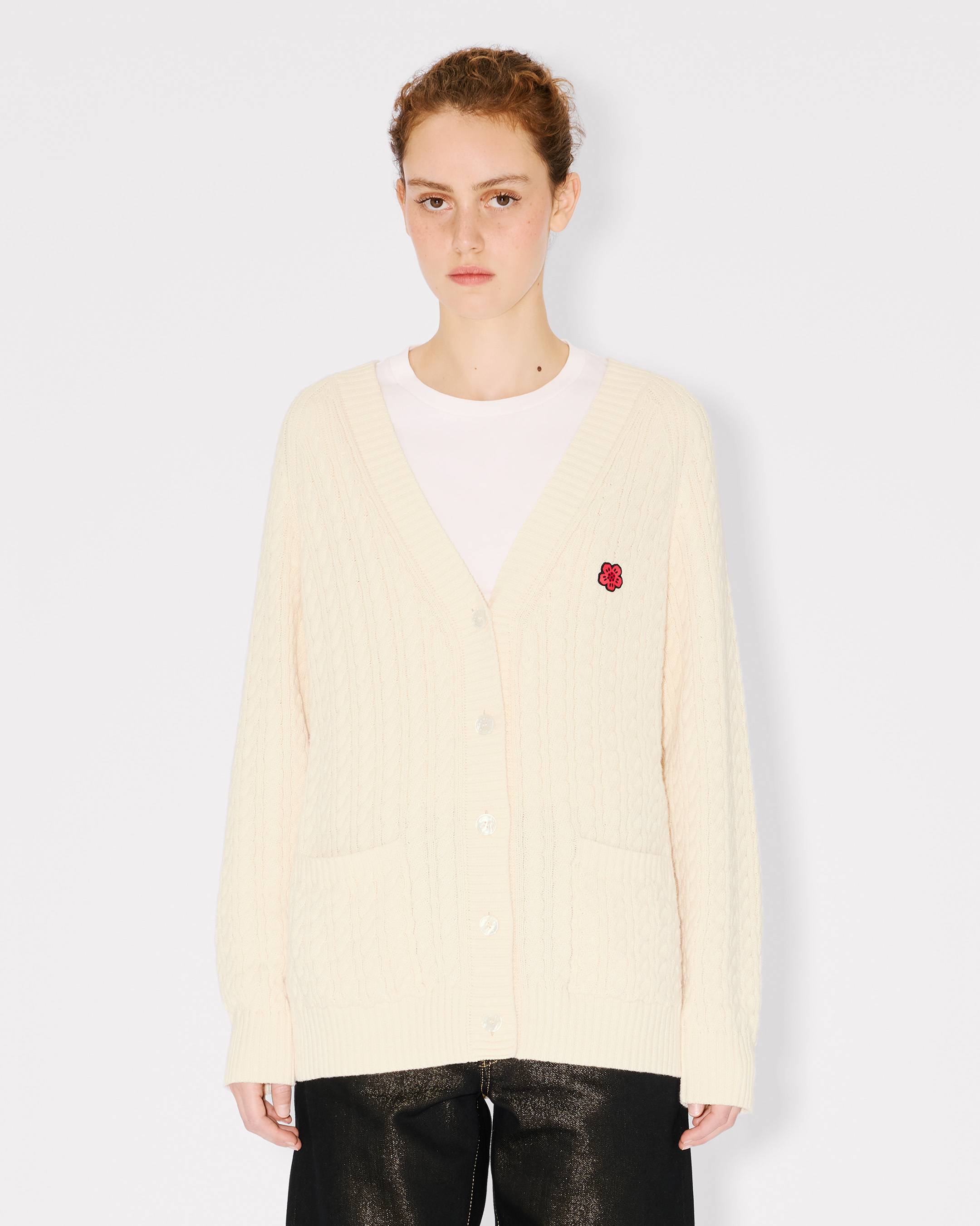 Cardigan in maglia in lana e cotone 'Boke Flower'