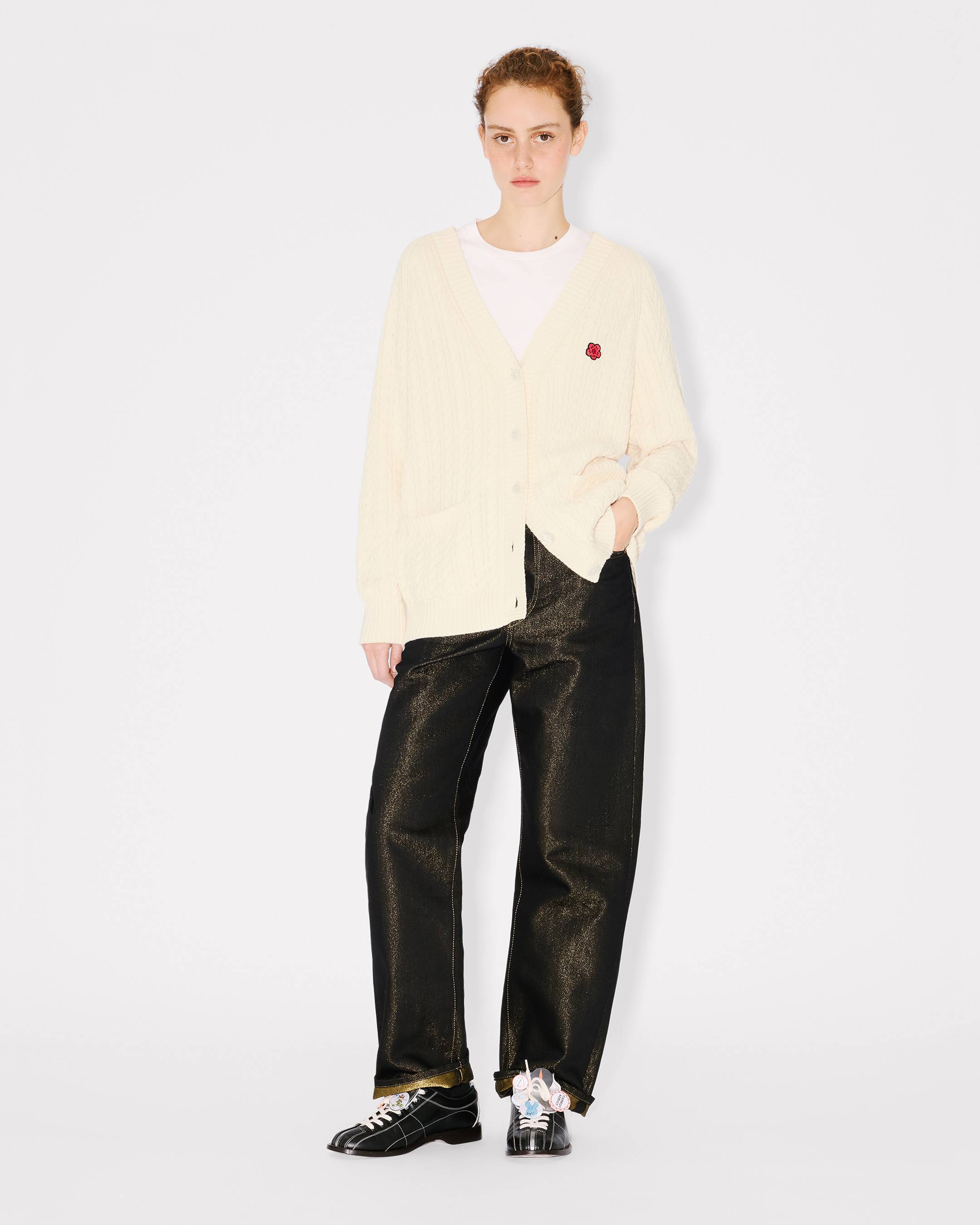 Cardigan in maglia in lana e cotone 'Boke Flower'