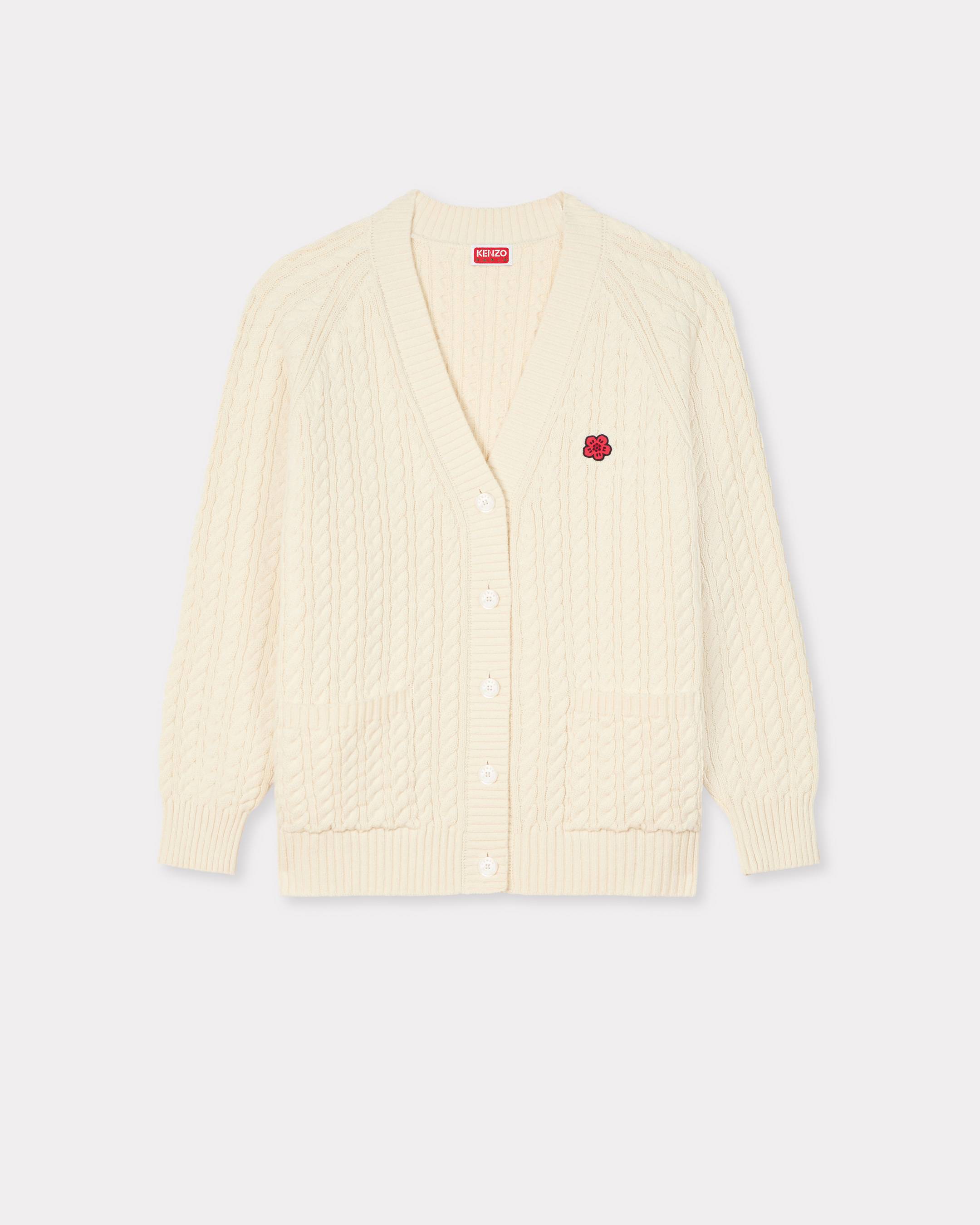 'Boke Flower' loose knit cardigan in cotton and wool