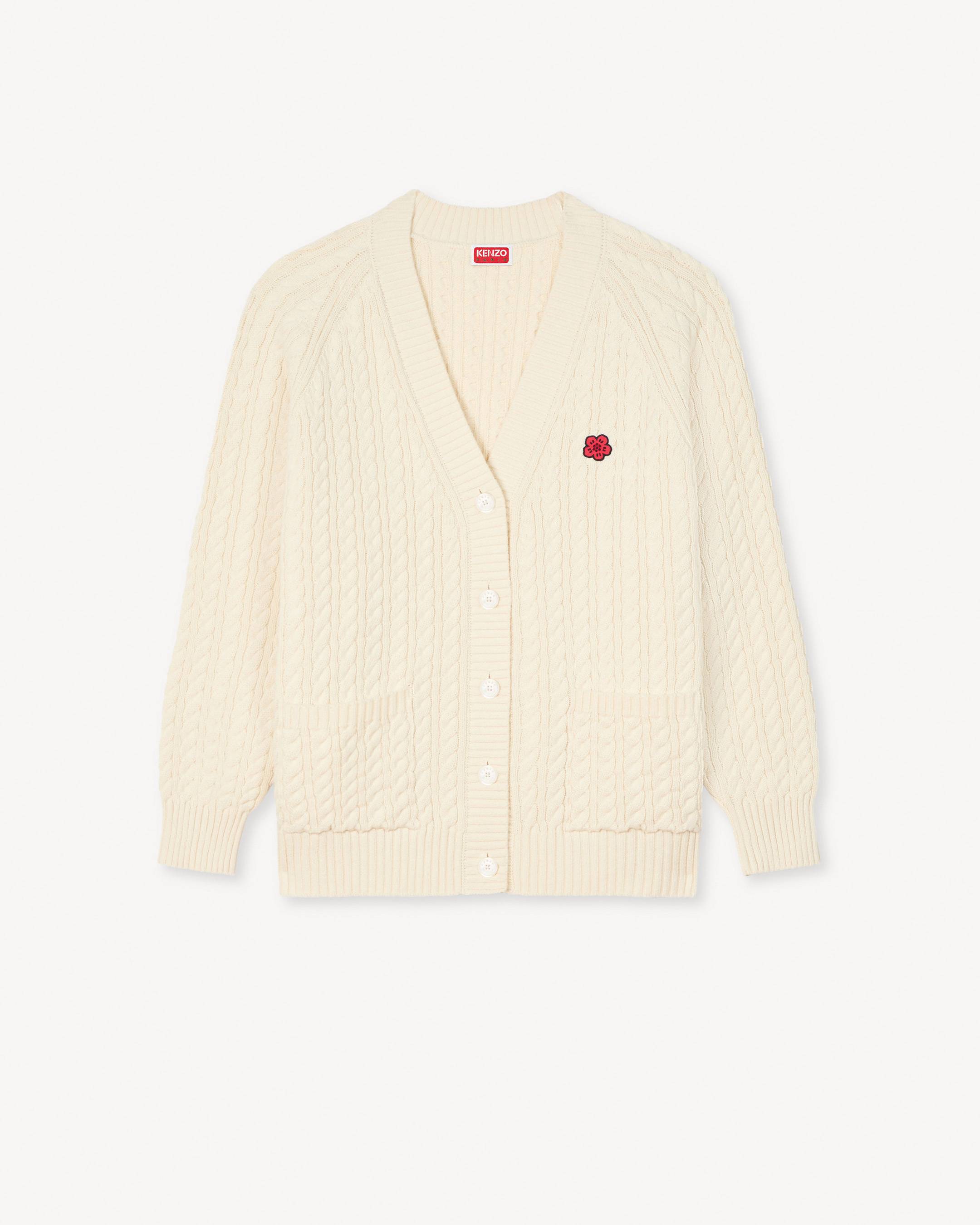 KENZO 'Boke Flower' Loose Knit Cardigan , Woman, Ecru, Size L,