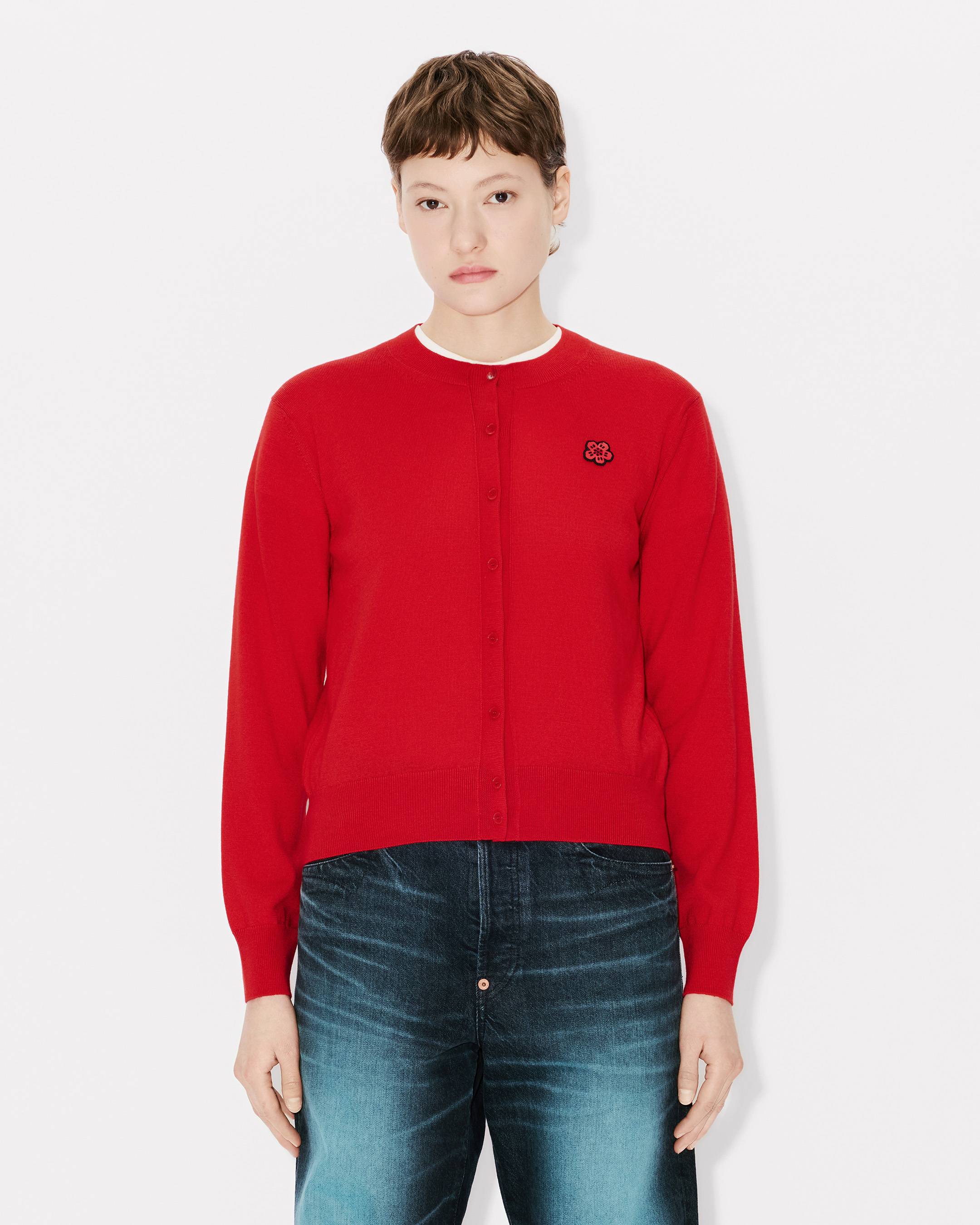 Strickjacke mit &bdquo;Boke Flower&ldquo;-Stickerei aus Merinowolle