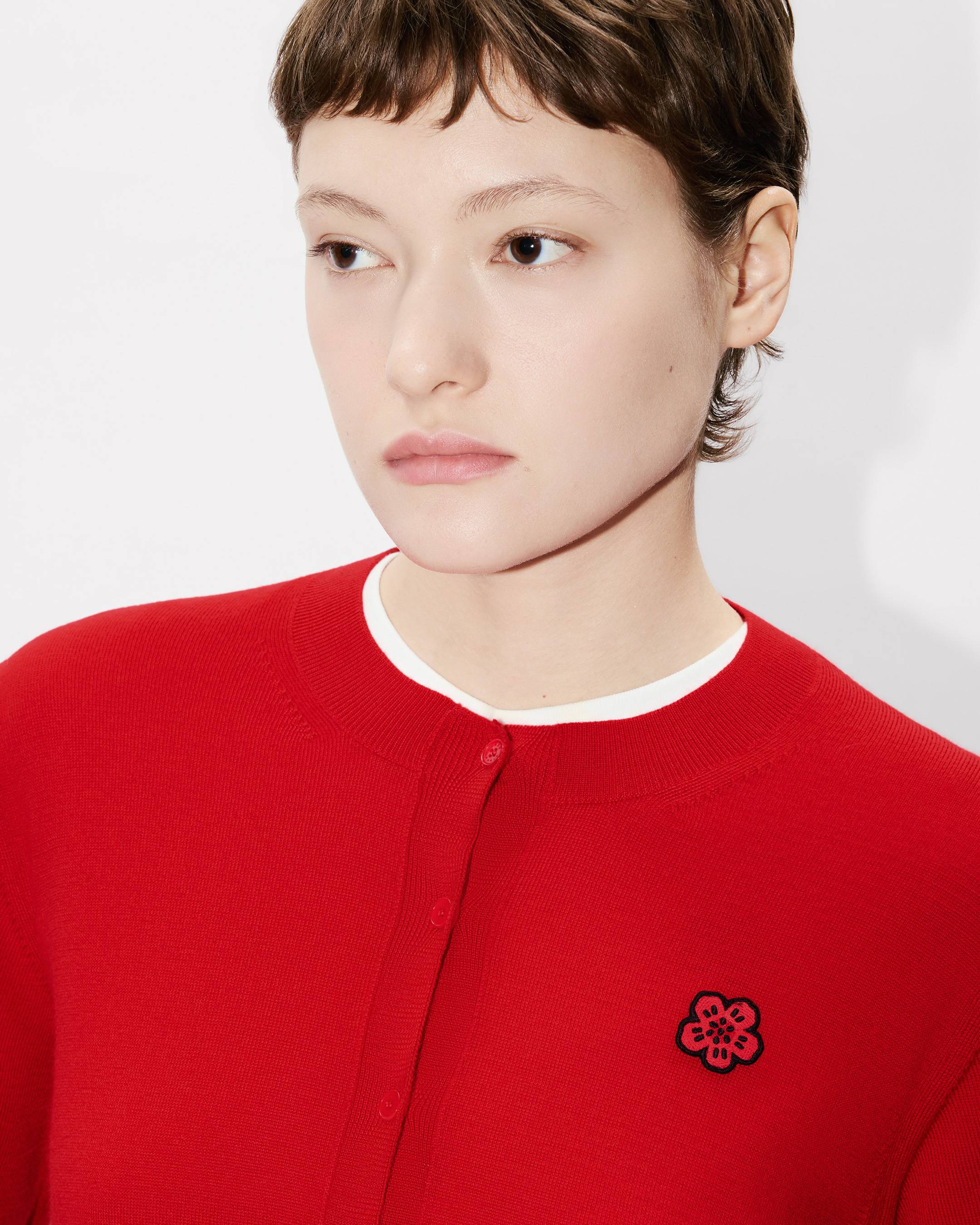 Strickjacke mit &bdquo;Boke Flower&ldquo;-Stickerei aus Merinowolle