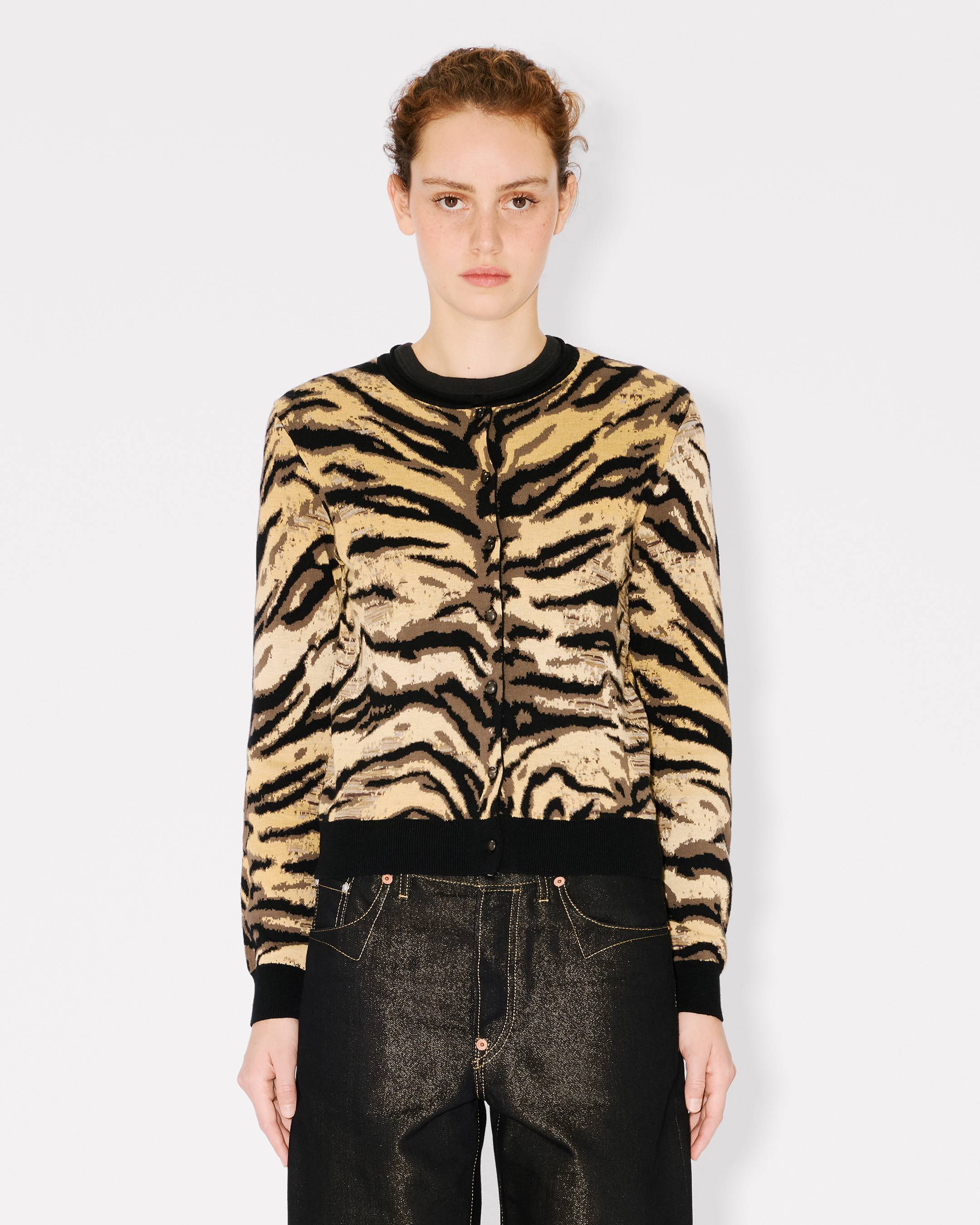 'KENZO Tiger' cardigan in mixed cotton and wool