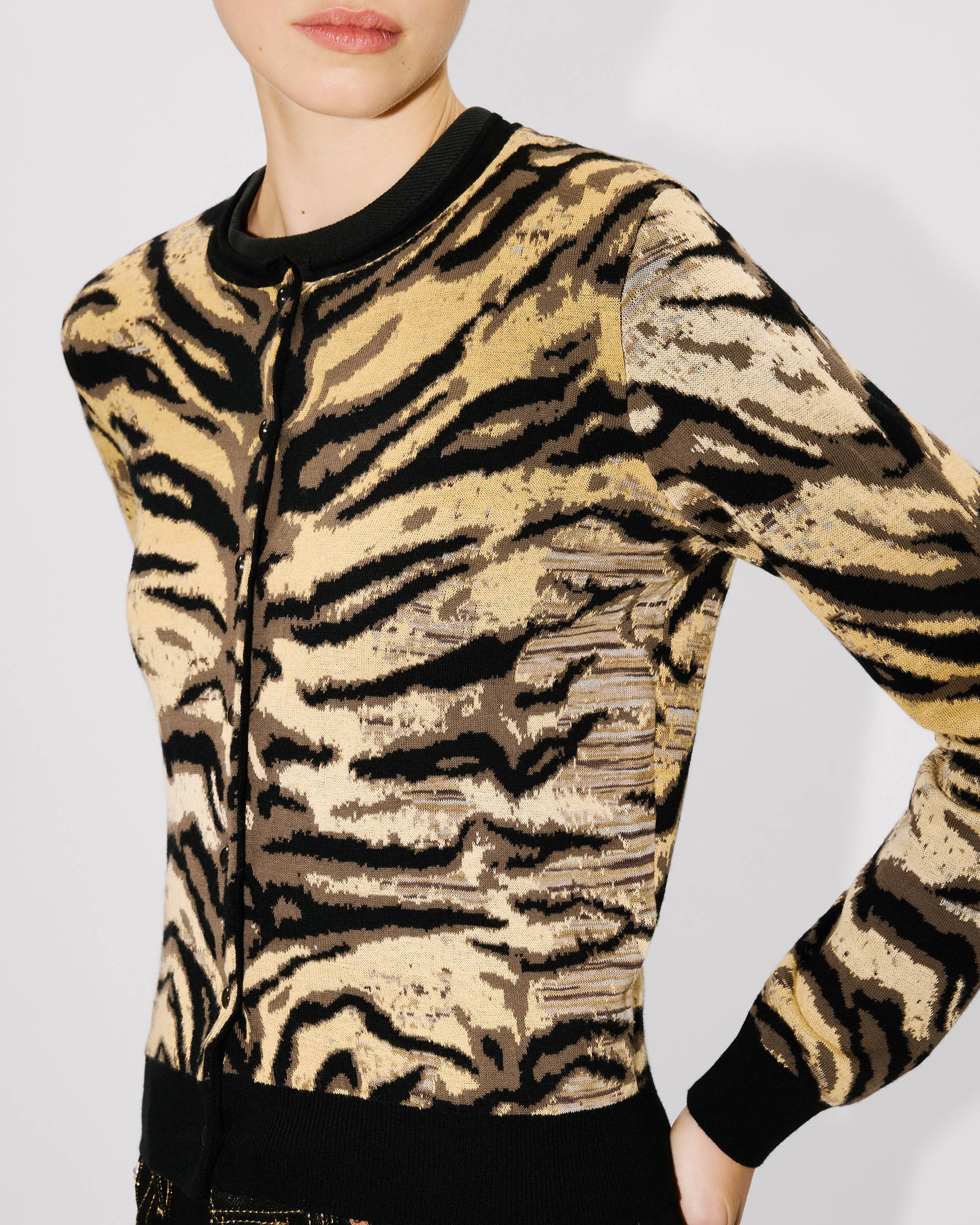 'KENZO Tiger' cardigan in mixed cotton and wool