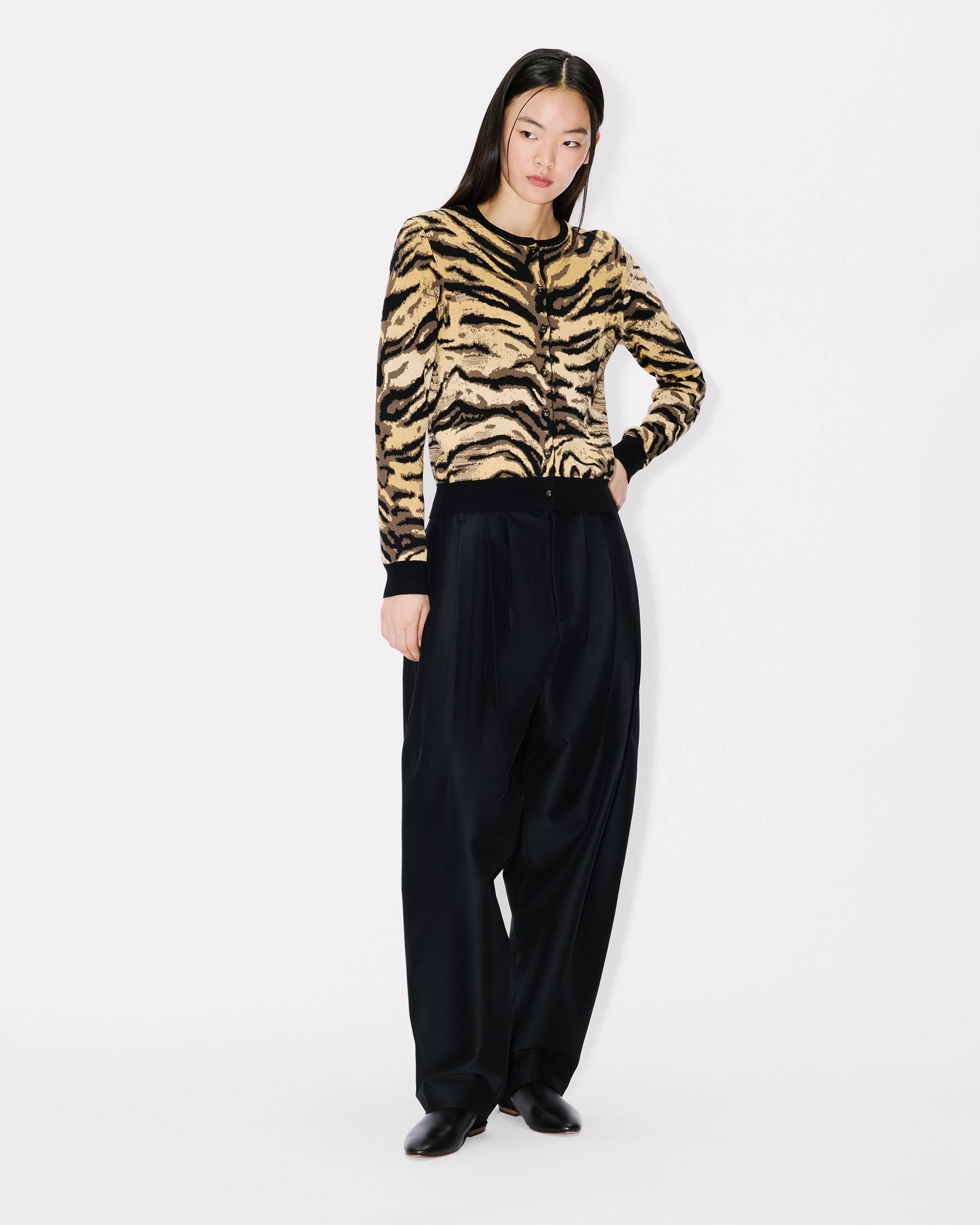 'KENZO Tiger' cardigan in mixed cotton and wool
