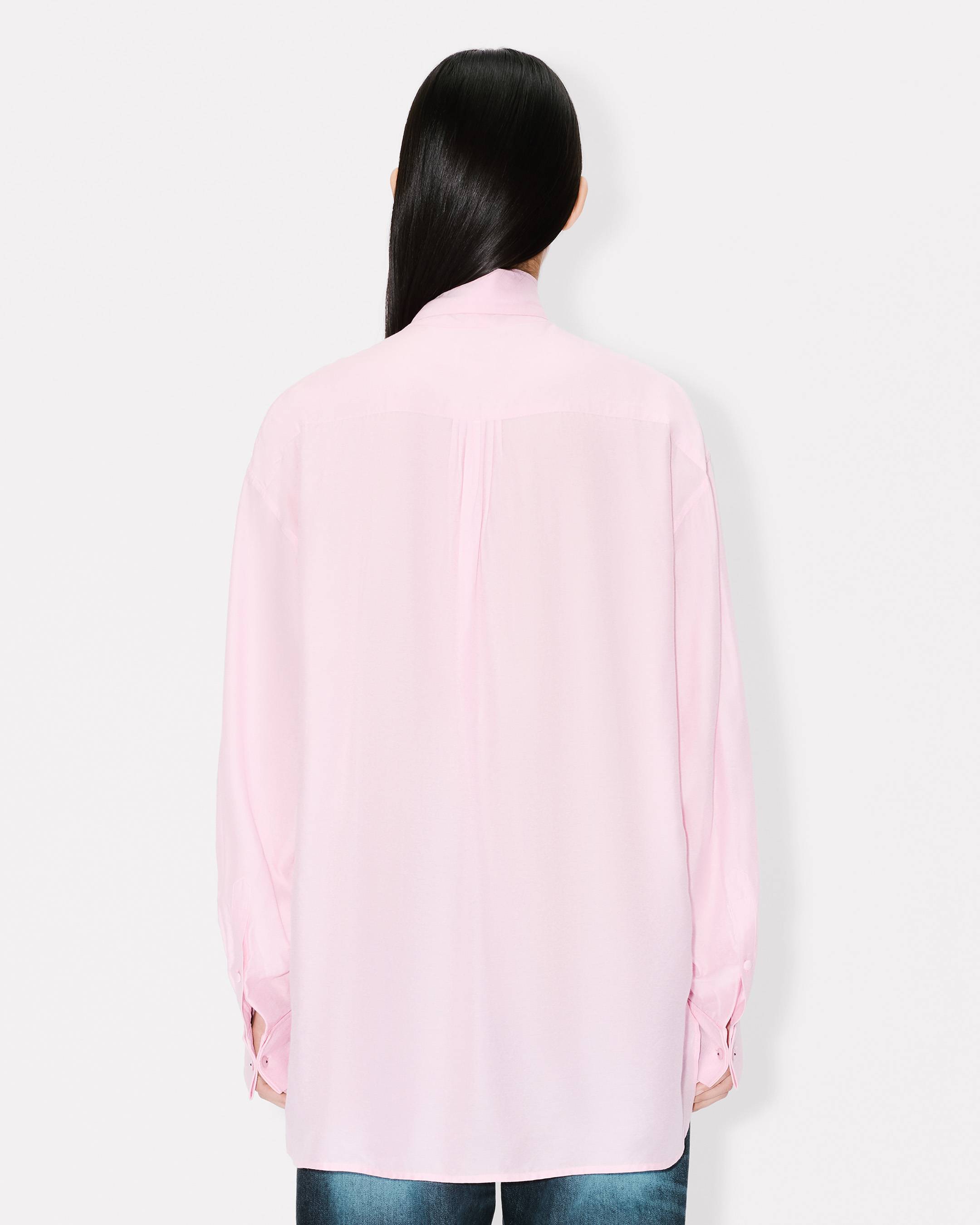 Oversized bow shirt in mixed silk
