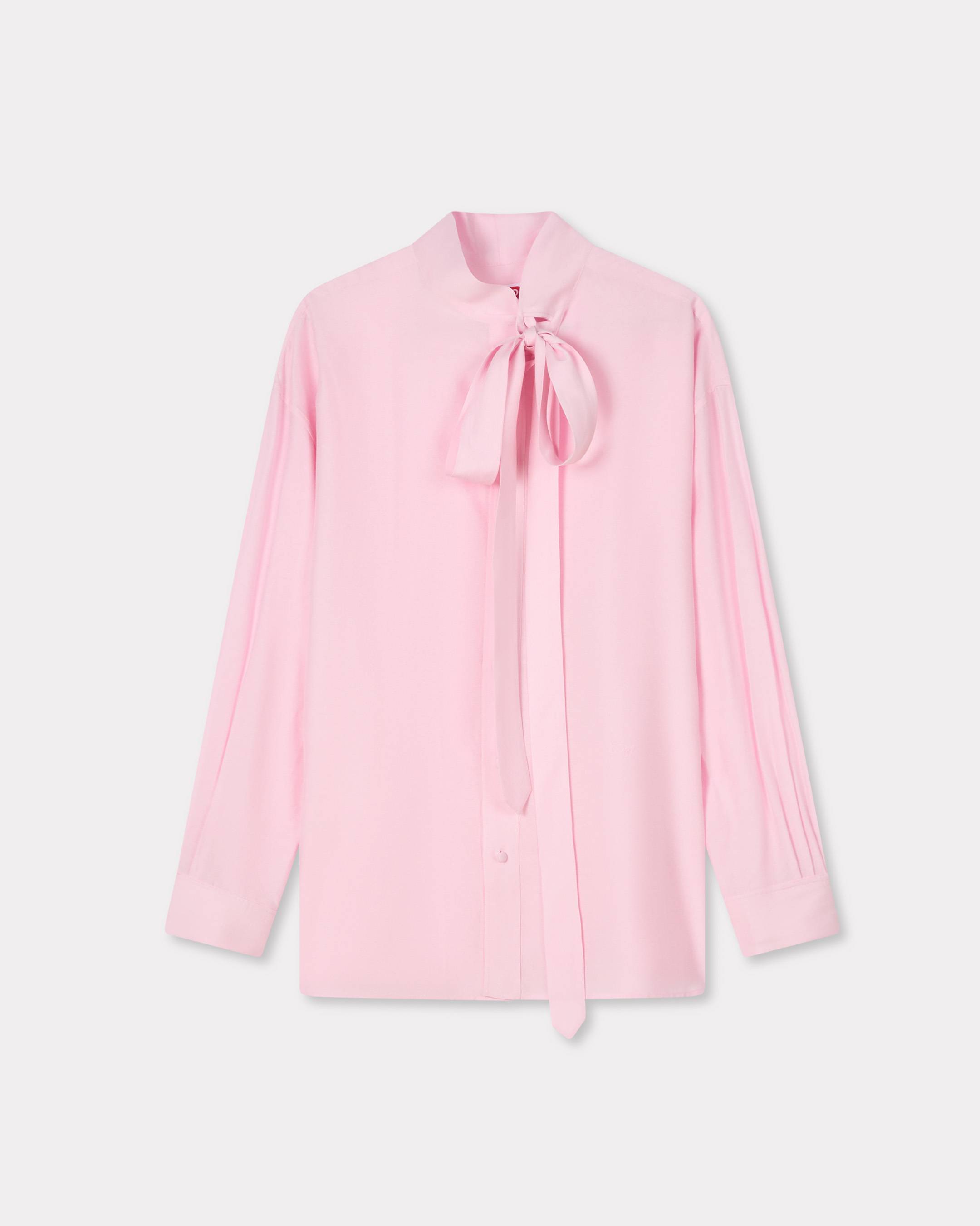 Oversized bow shirt in mixed silk