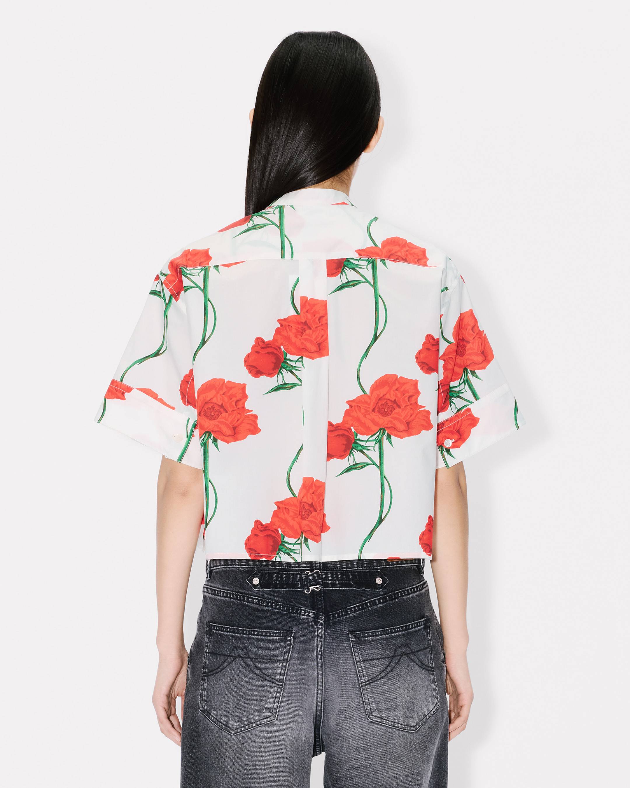 KENZO Archive Rose' ショートスリーブ シャツ イン コットン ポプリン