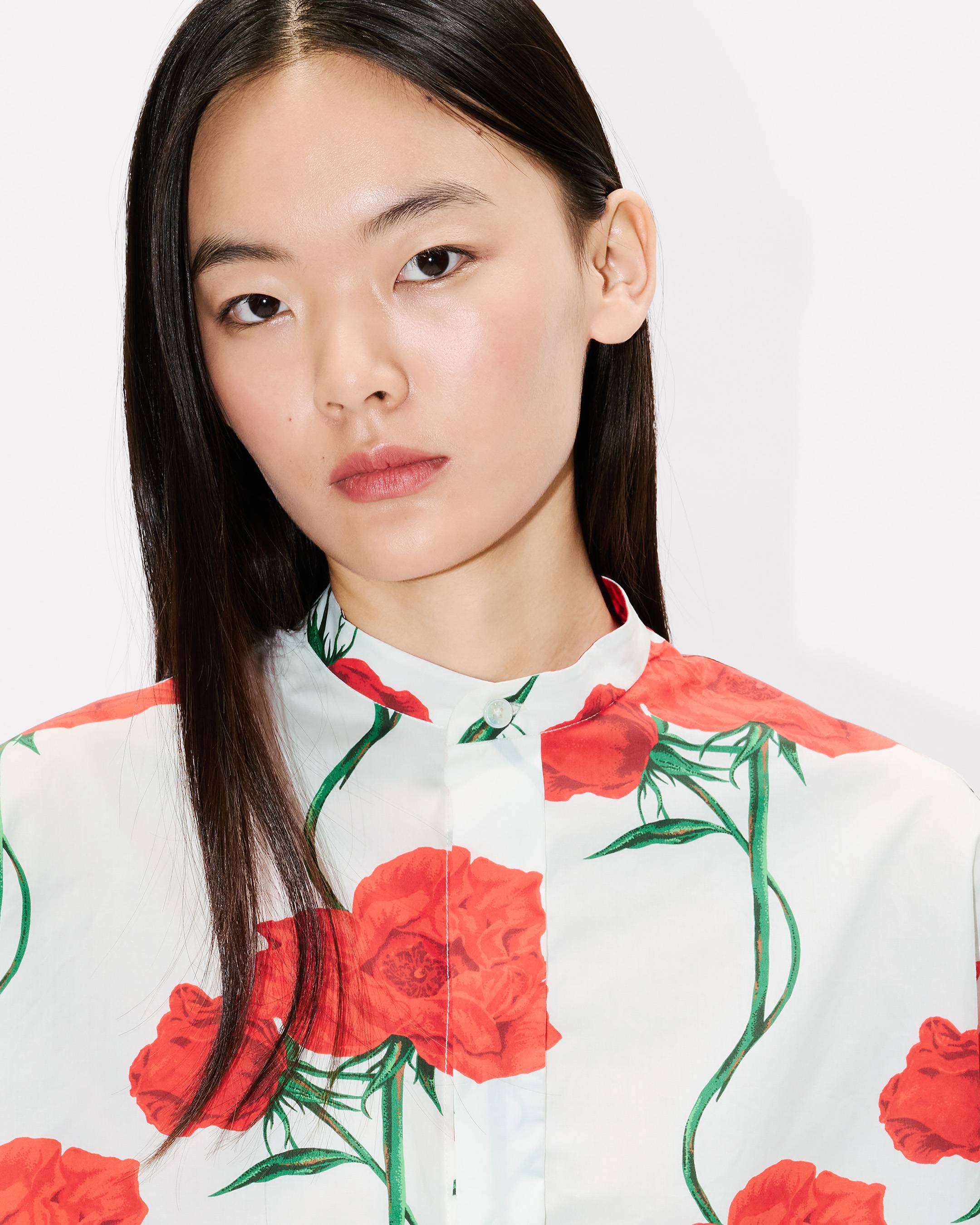 KENZO Archive Rose' short sleeve shirt in cotton poplin | Women's