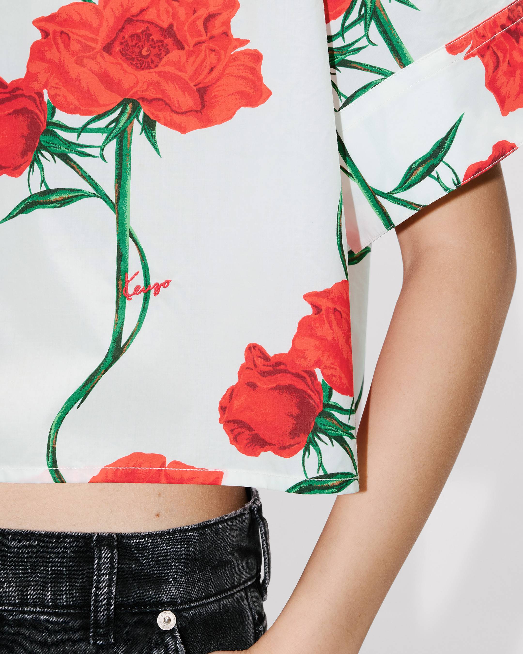 Kurz&auml;rmeliges Hemd &bdquo;KENZO Archive Rose&ldquo; aus Baumwollpopeline