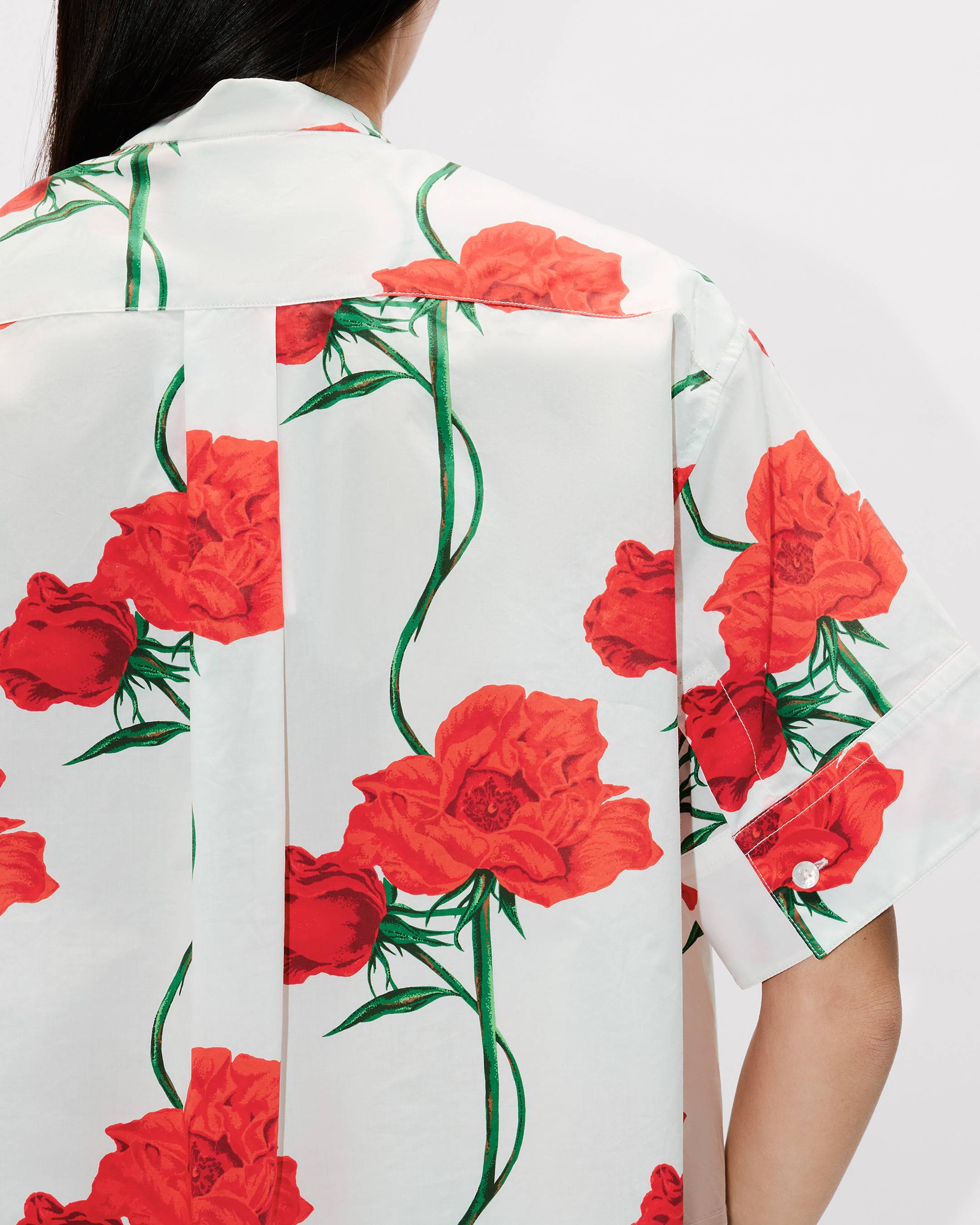 KENZO Archive Rose' short sleeve shirt in cotton poplin | Women's