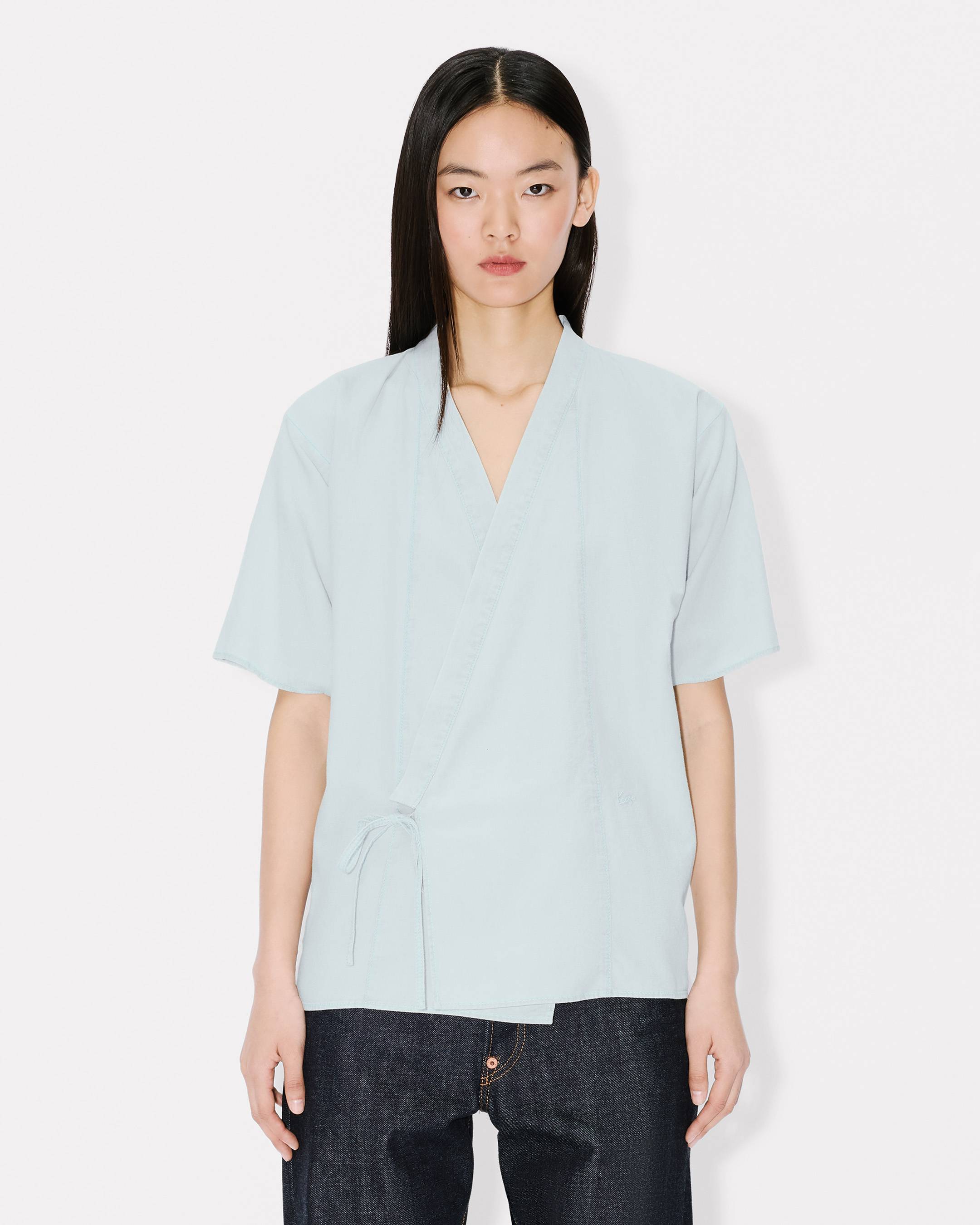 Loose kimono shirt in stone bleach chambray | Women's | KENZO