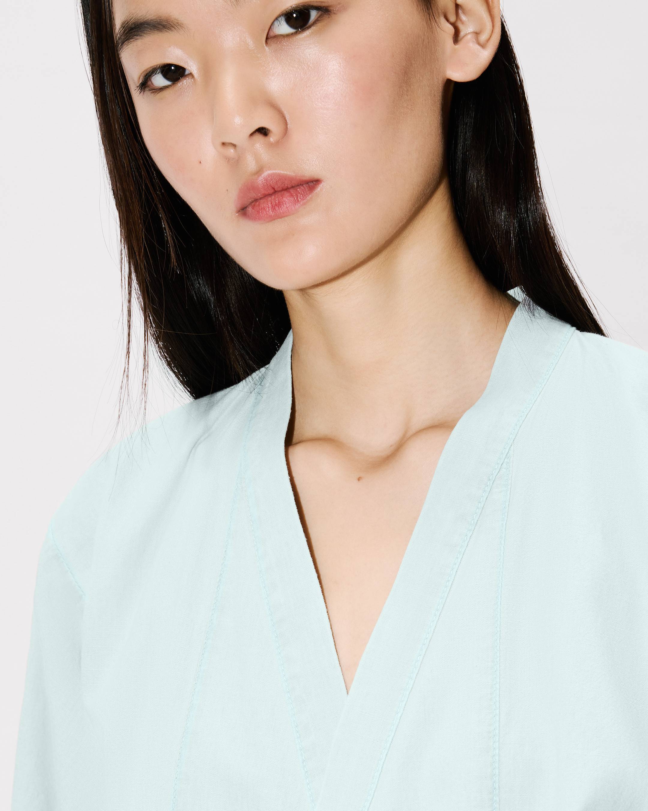 Weites Kimono-Hemd aus Chambray