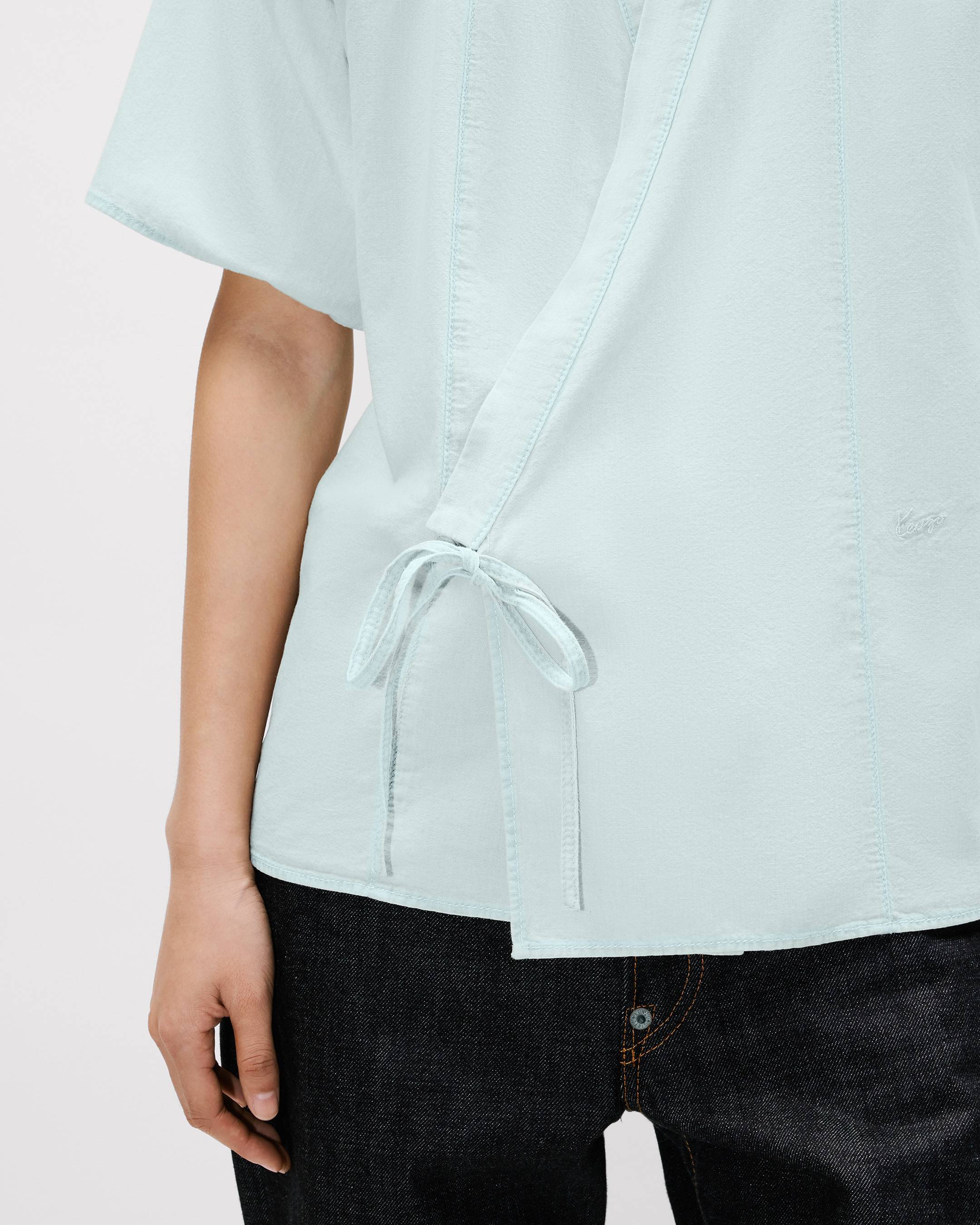 Weites Kimono-Hemd aus Chambray