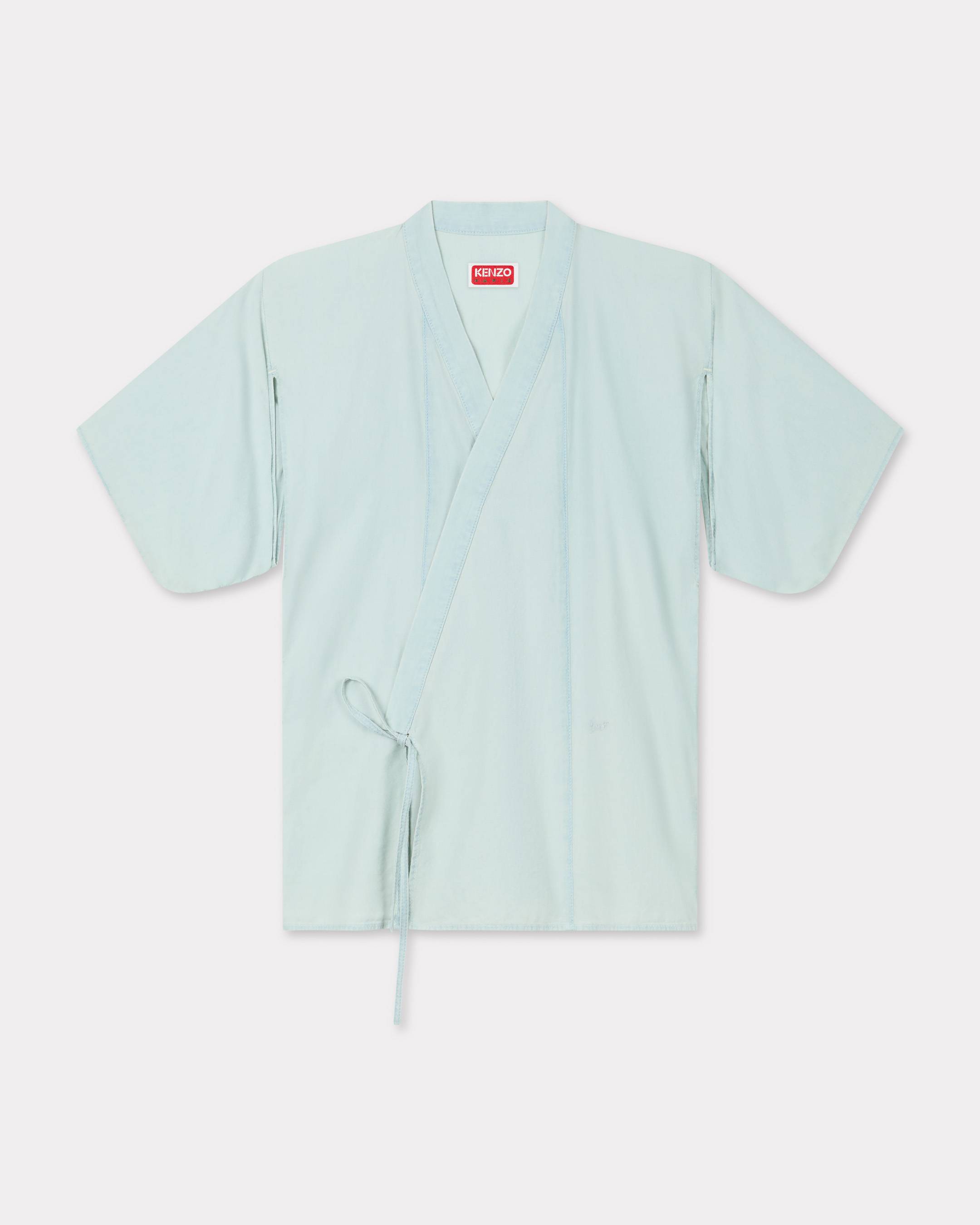 Weites Kimono-Hemd aus Chambray