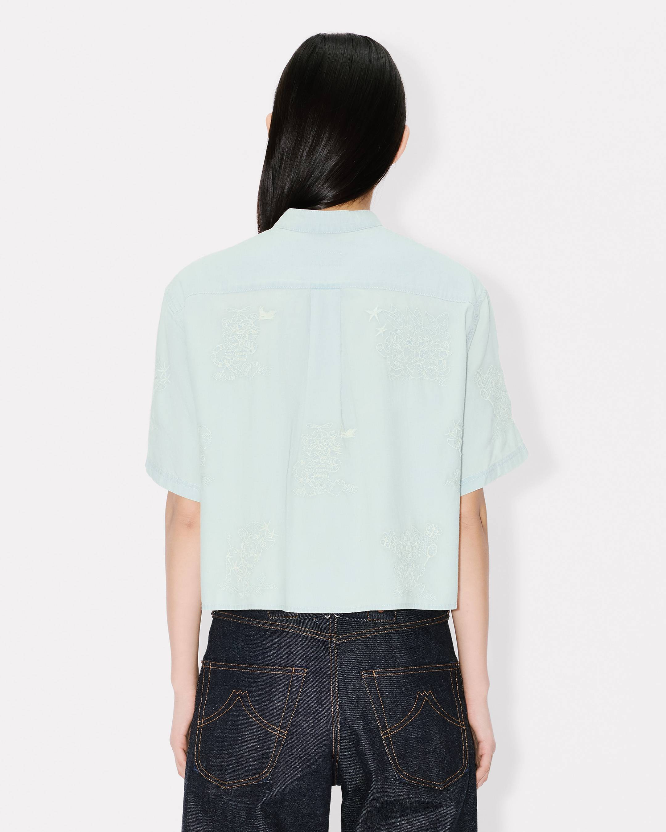 'KENZO Cartoon' embroidered short sleeve shirt in chambray