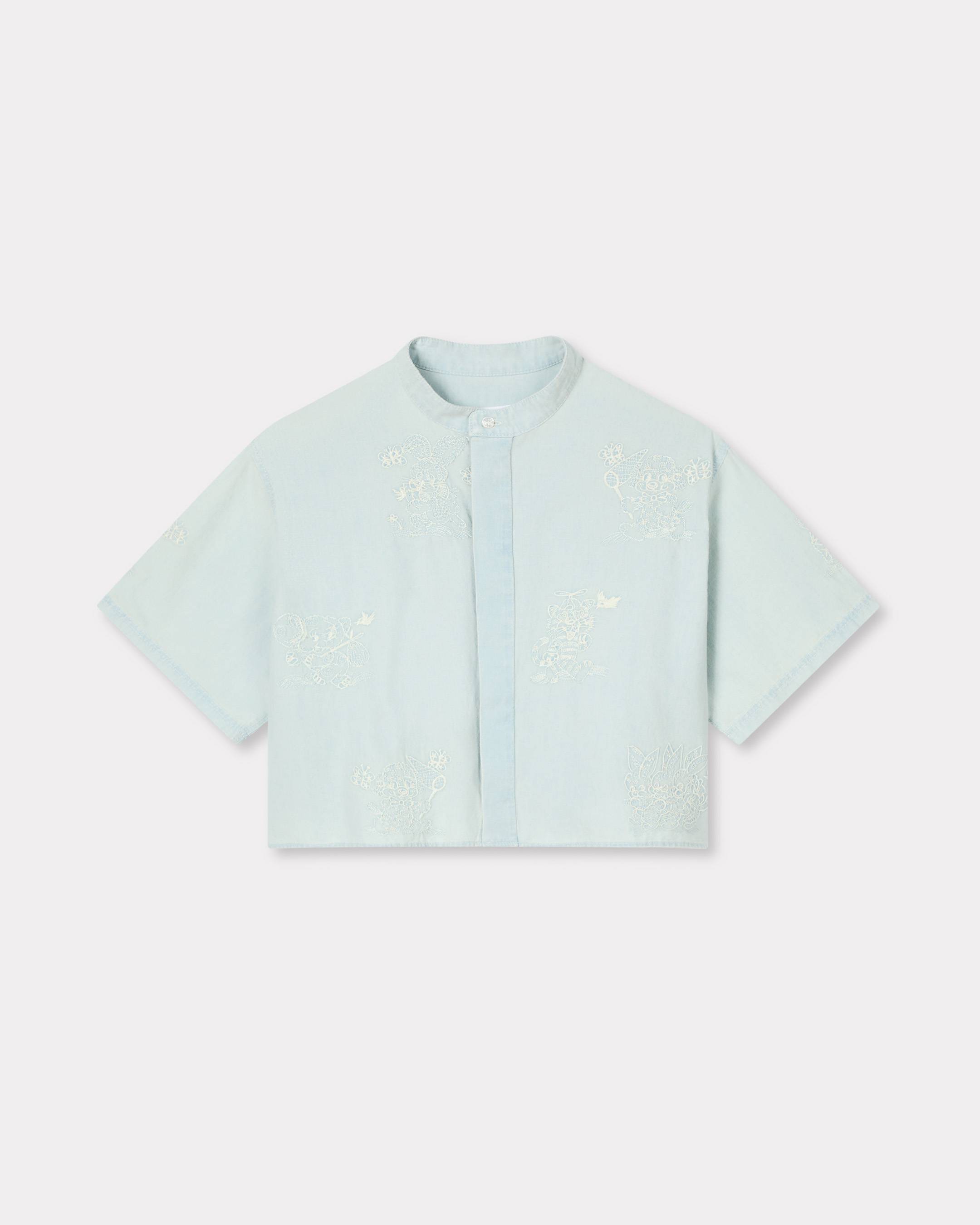 'KENZO Cartoon' embroidered short sleeve shirt in chambray