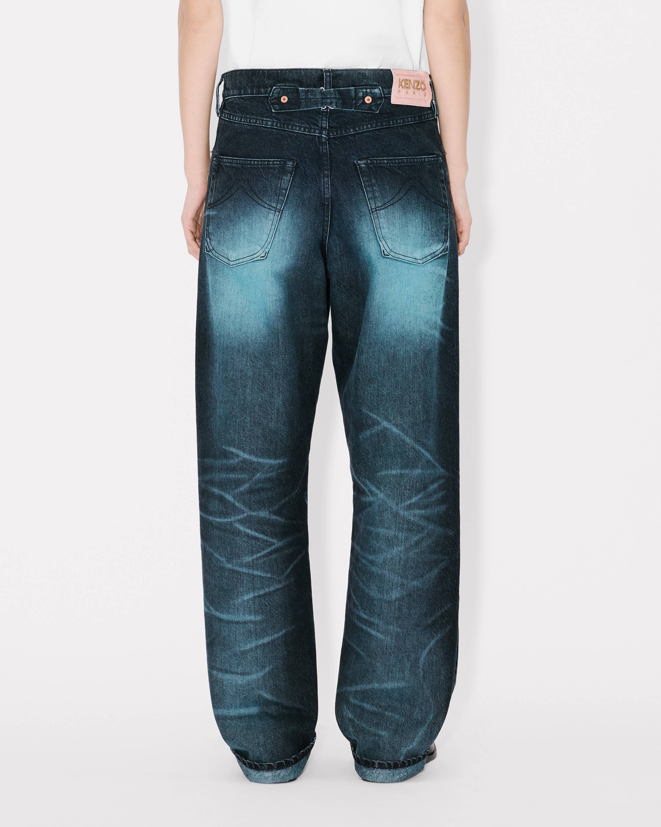 Jeans boyfriend a vita bassa in denim giapponese