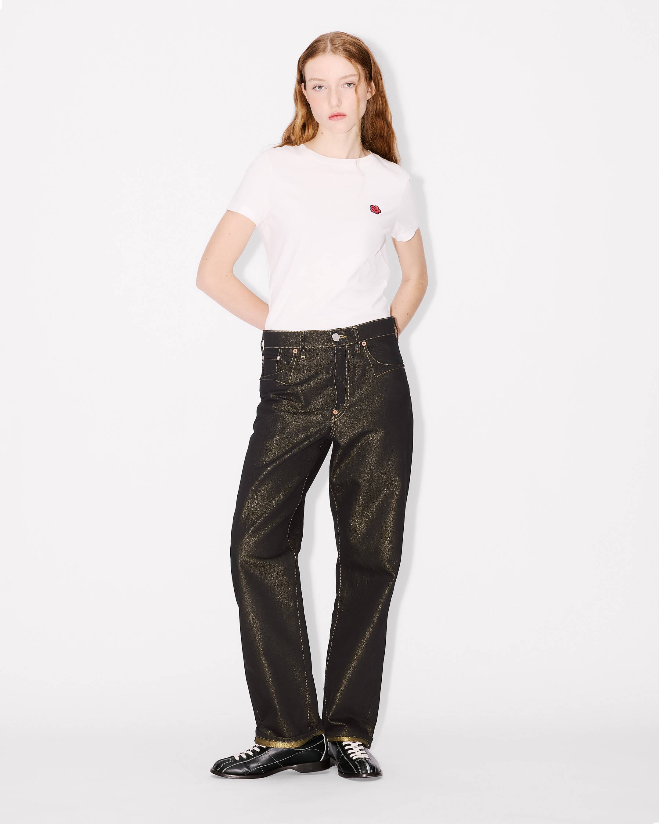 Low-waist boyfriend jeans in lurex japanese denim