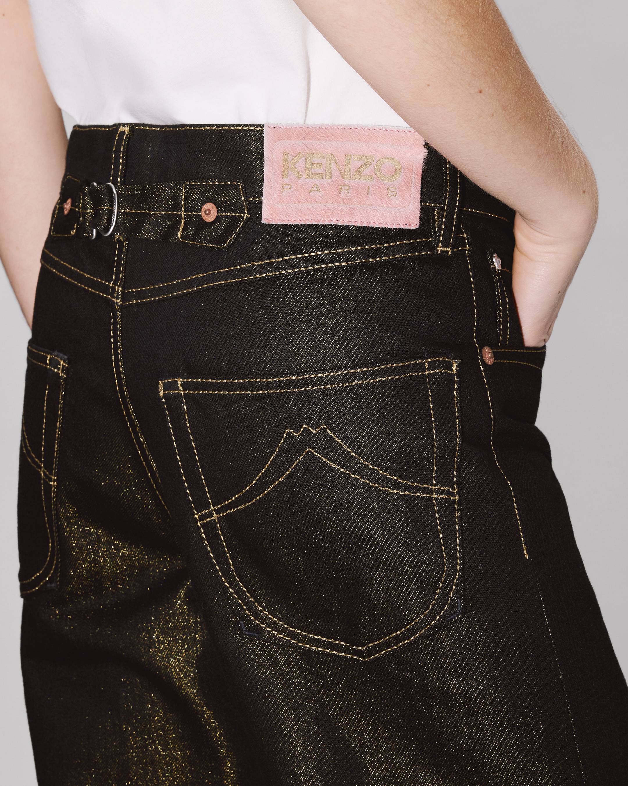 Low-waist boyfriend jeans in lurex japanese denim