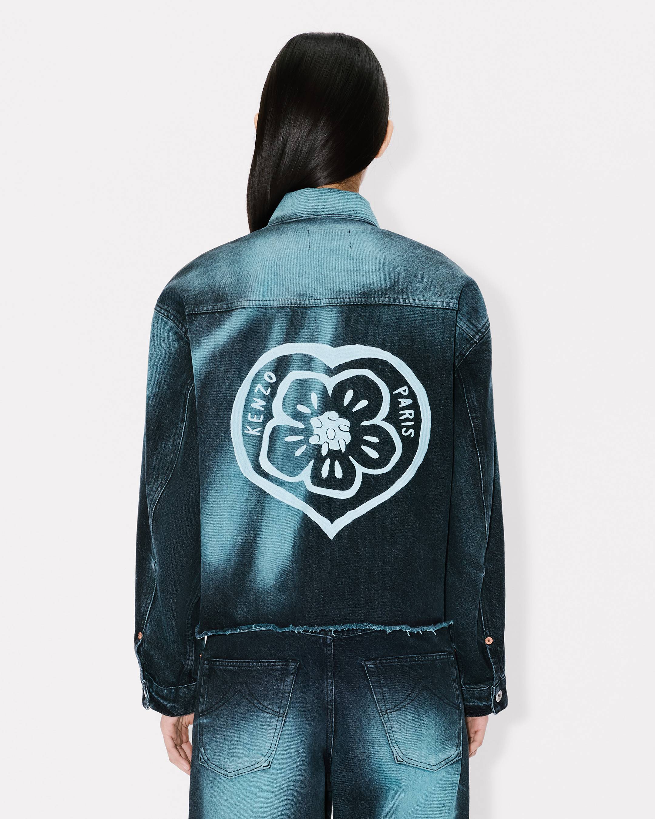 Giacca trucker 'Boke Flower' in denim giapponese