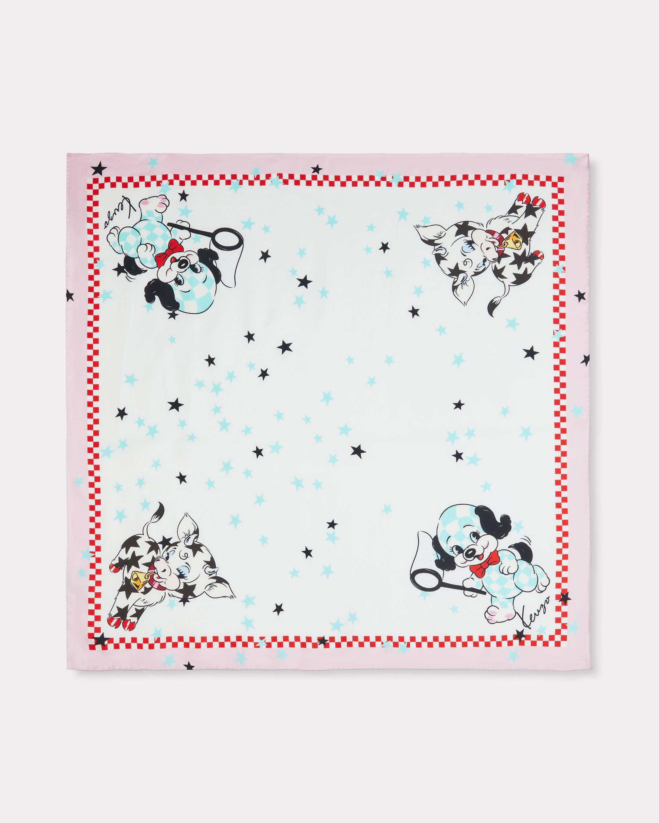 Peque&ntilde;o pa&ntilde;uelo cuadrado de seda 'KENZO Cartoon'