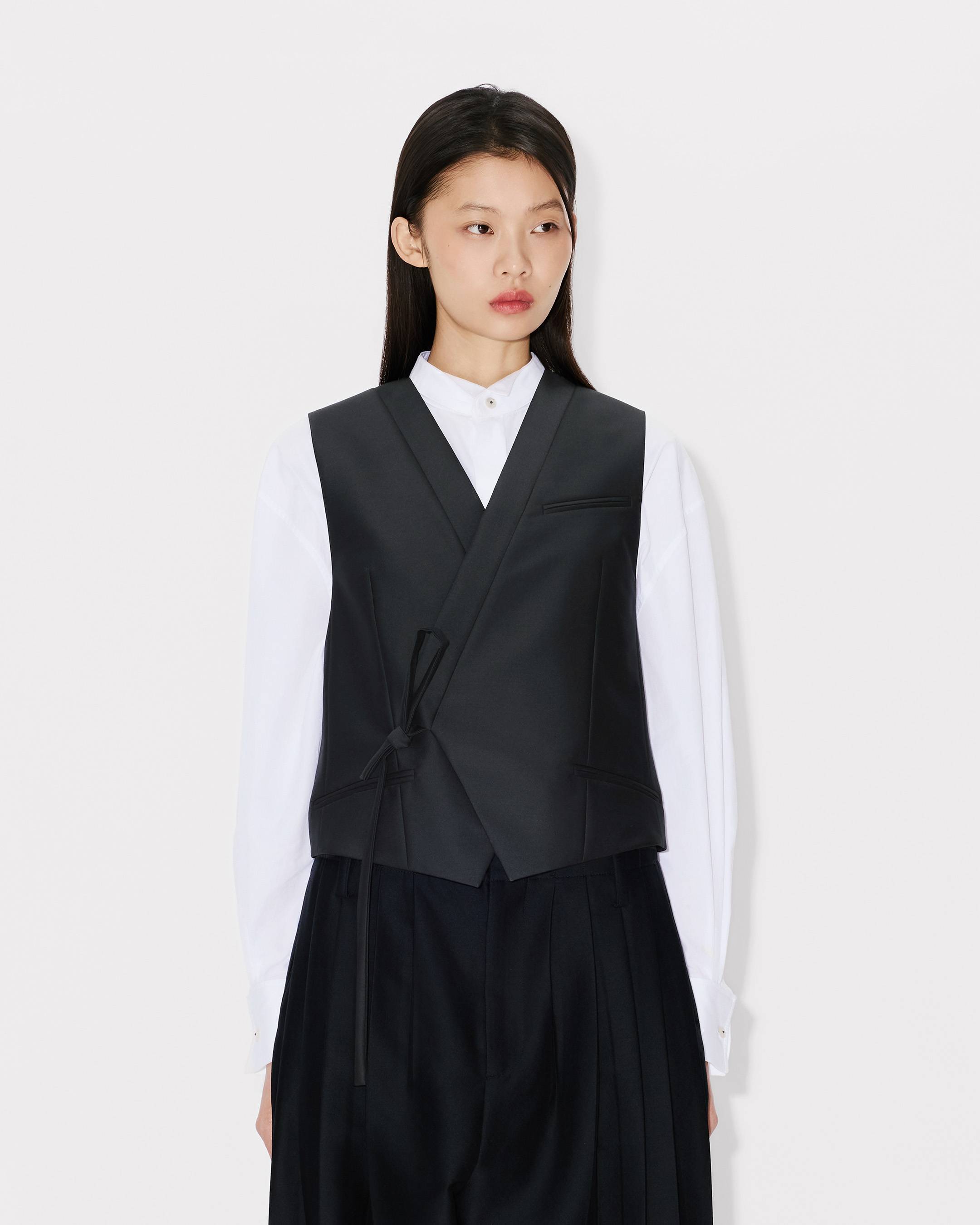 Kimono vest in virgin wool and silk