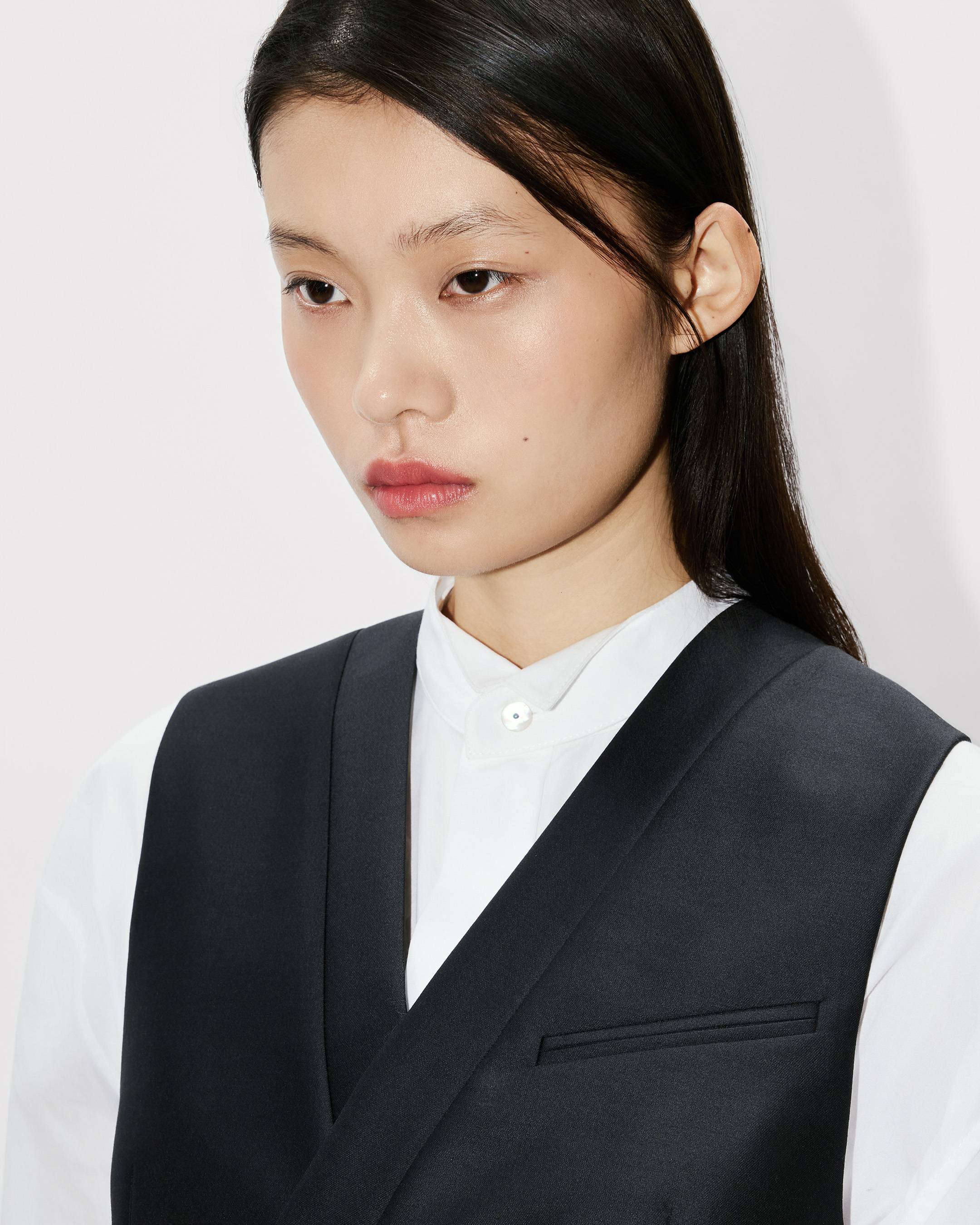 Kimono vest in virgin wool and silk