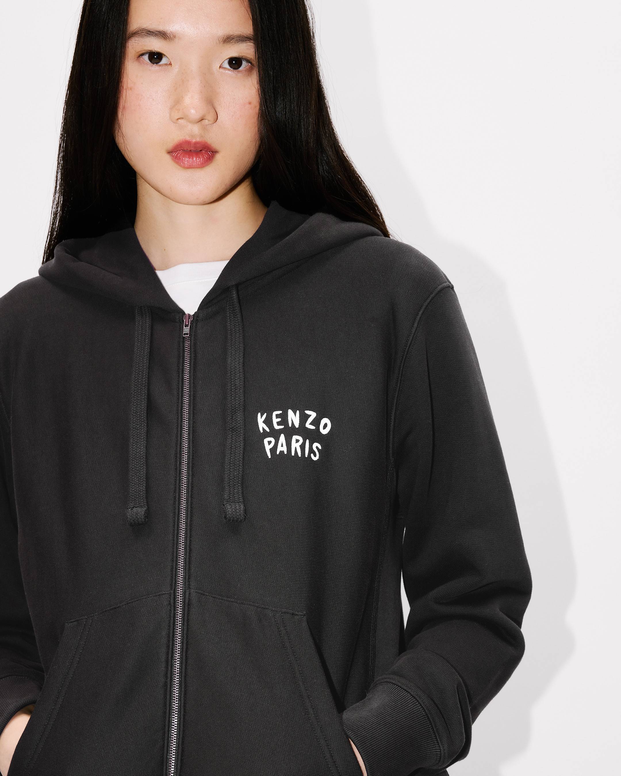 Sudadera con capucha y cremallera de algodón bordada 'KENZO Boke Heart'