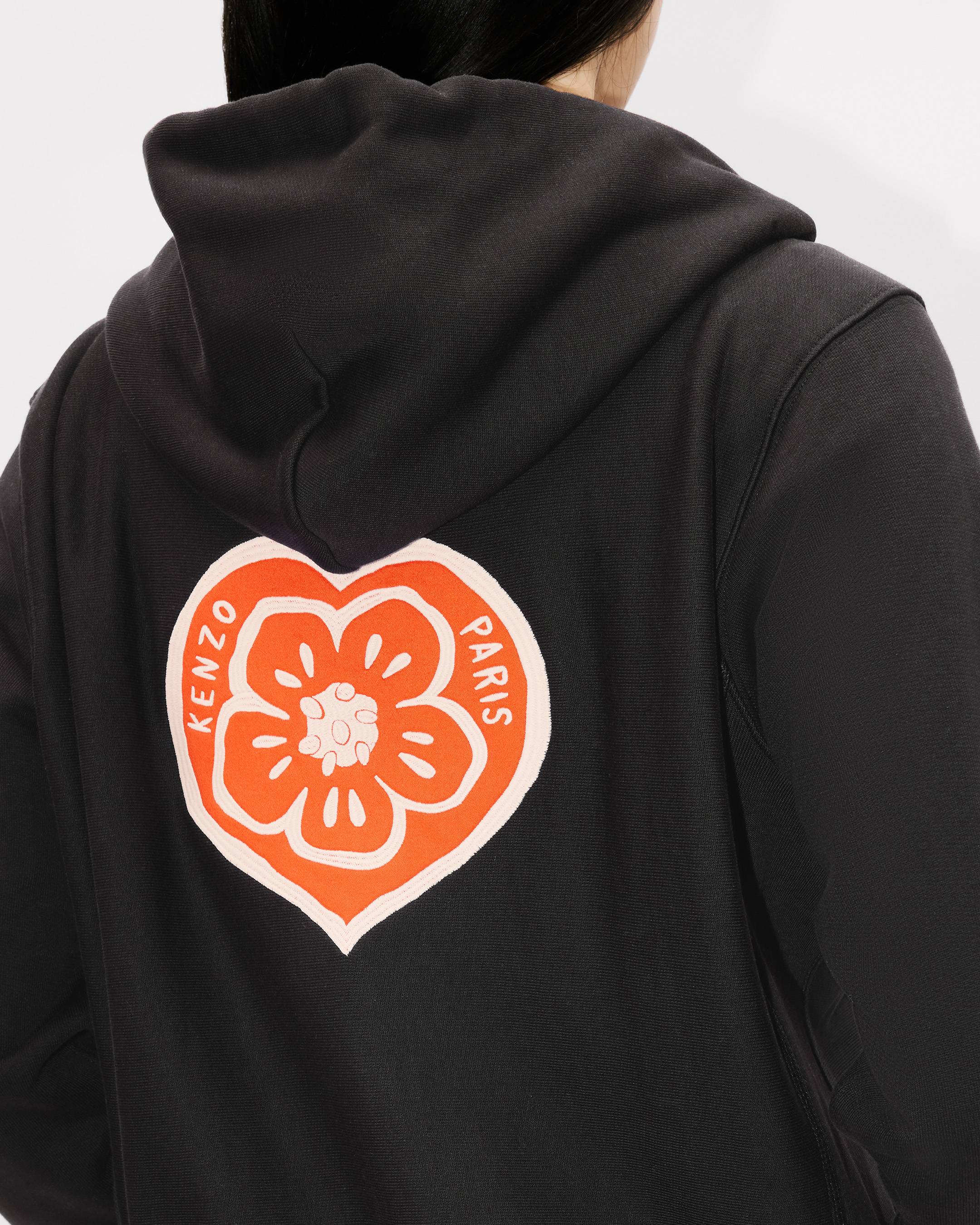 Sudadera con capucha y cremallera de algodón bordada 'KENZO Boke Heart'