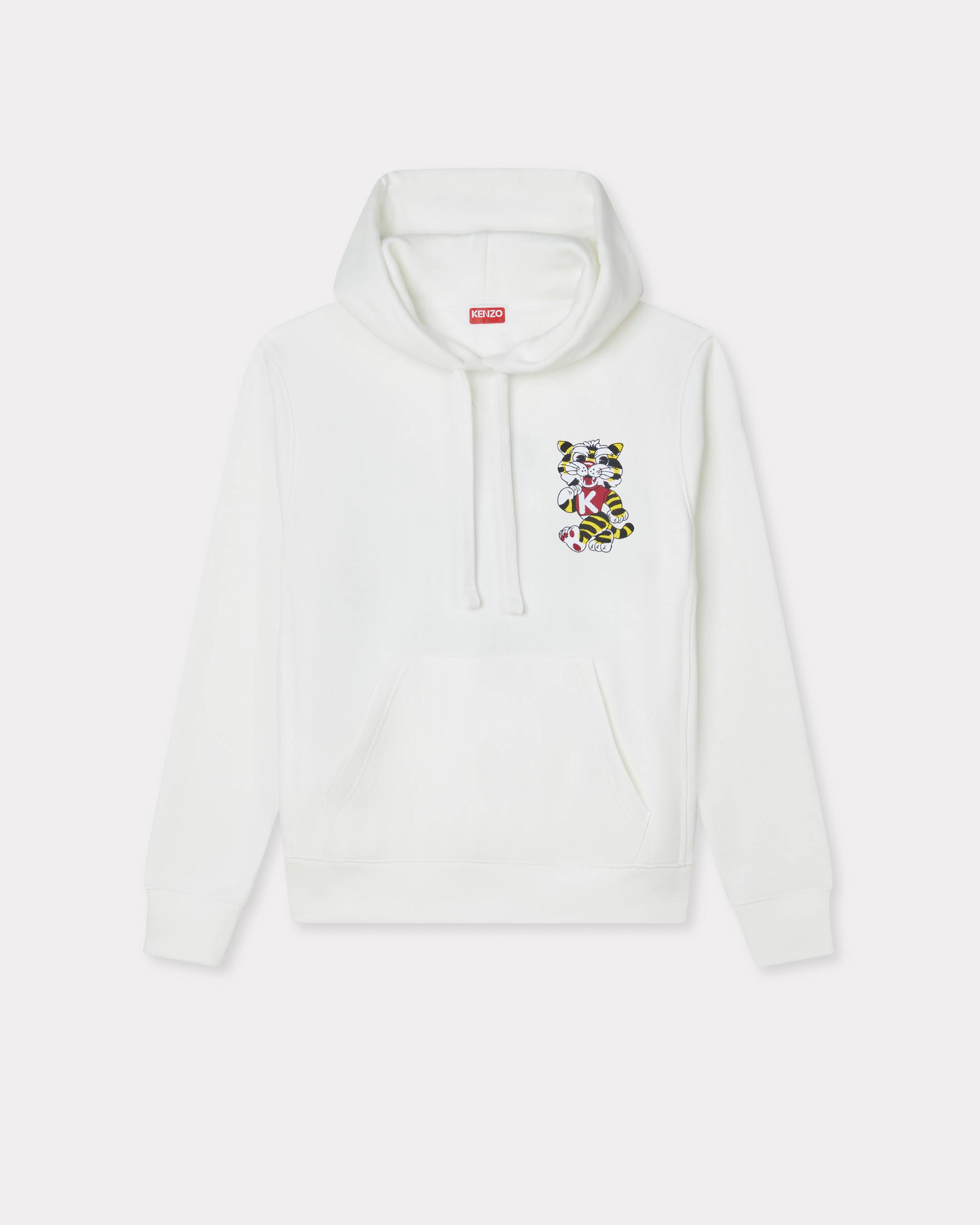 KENZO ' Wild Tiger' Embroidered Hoodie , Woman, Off White, Size M, Cotton
