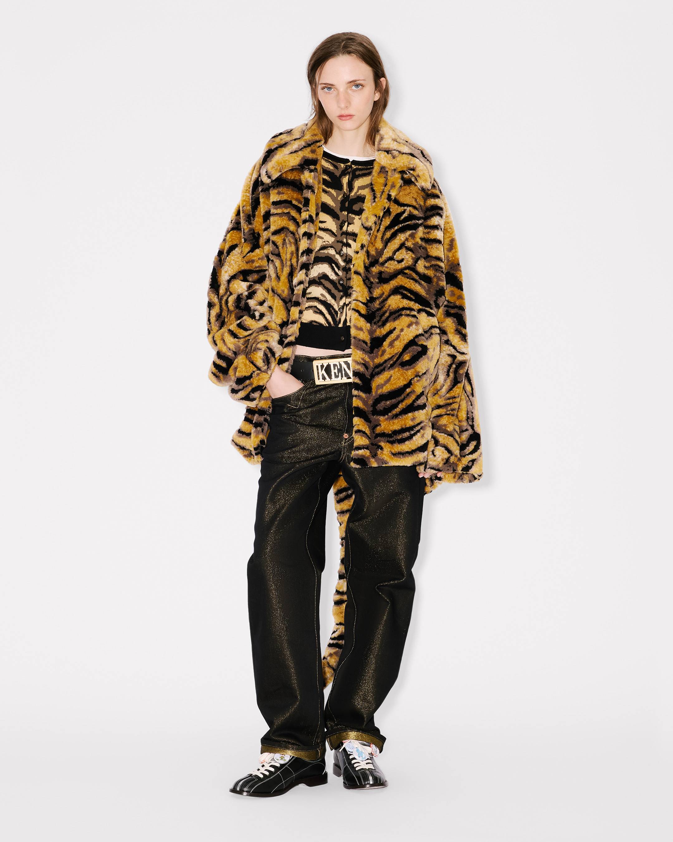 'KENZO Tiger' oversized coat in fake fur