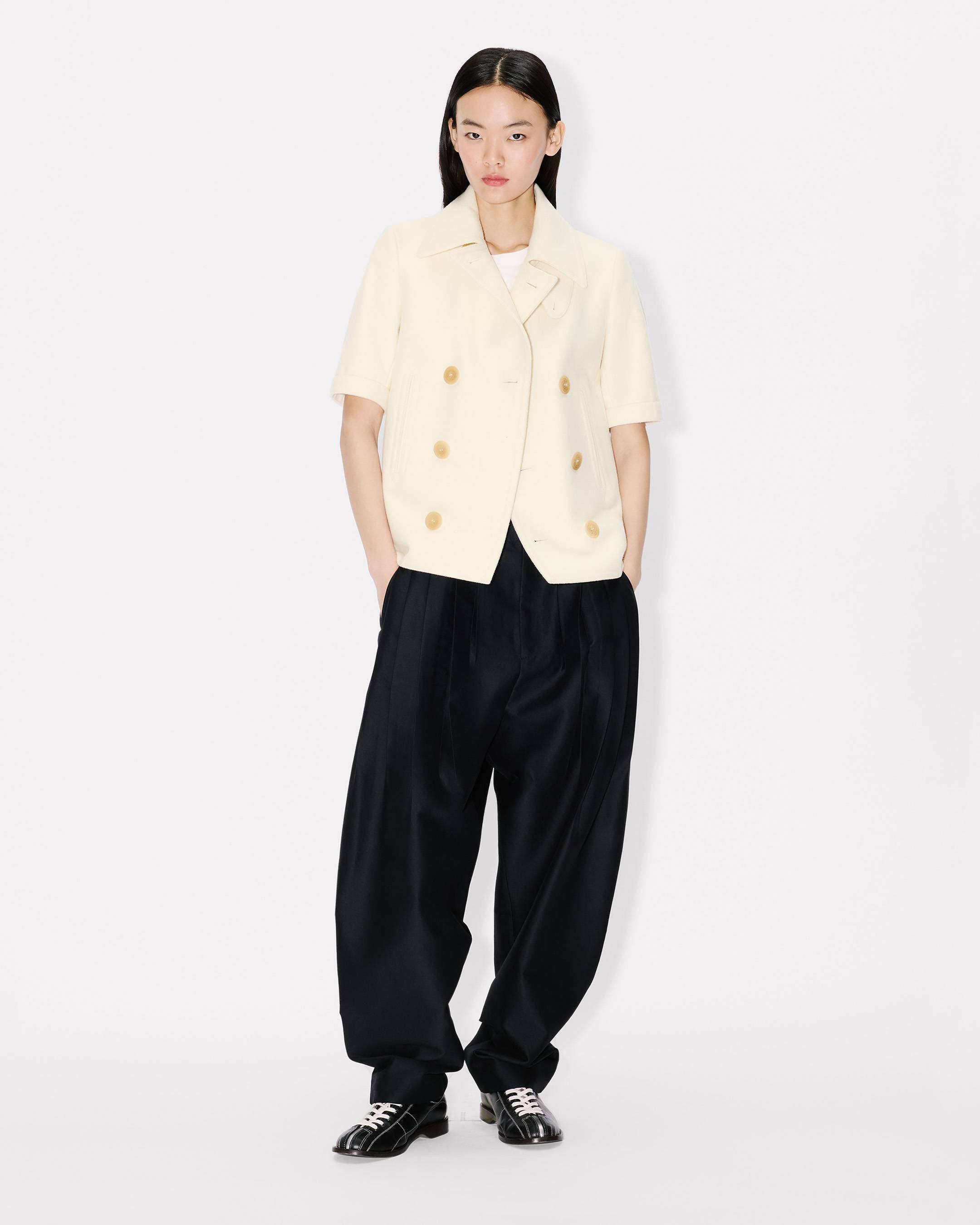 Chaquet&oacute;n marinero con mangas globo cortas de lana virgen