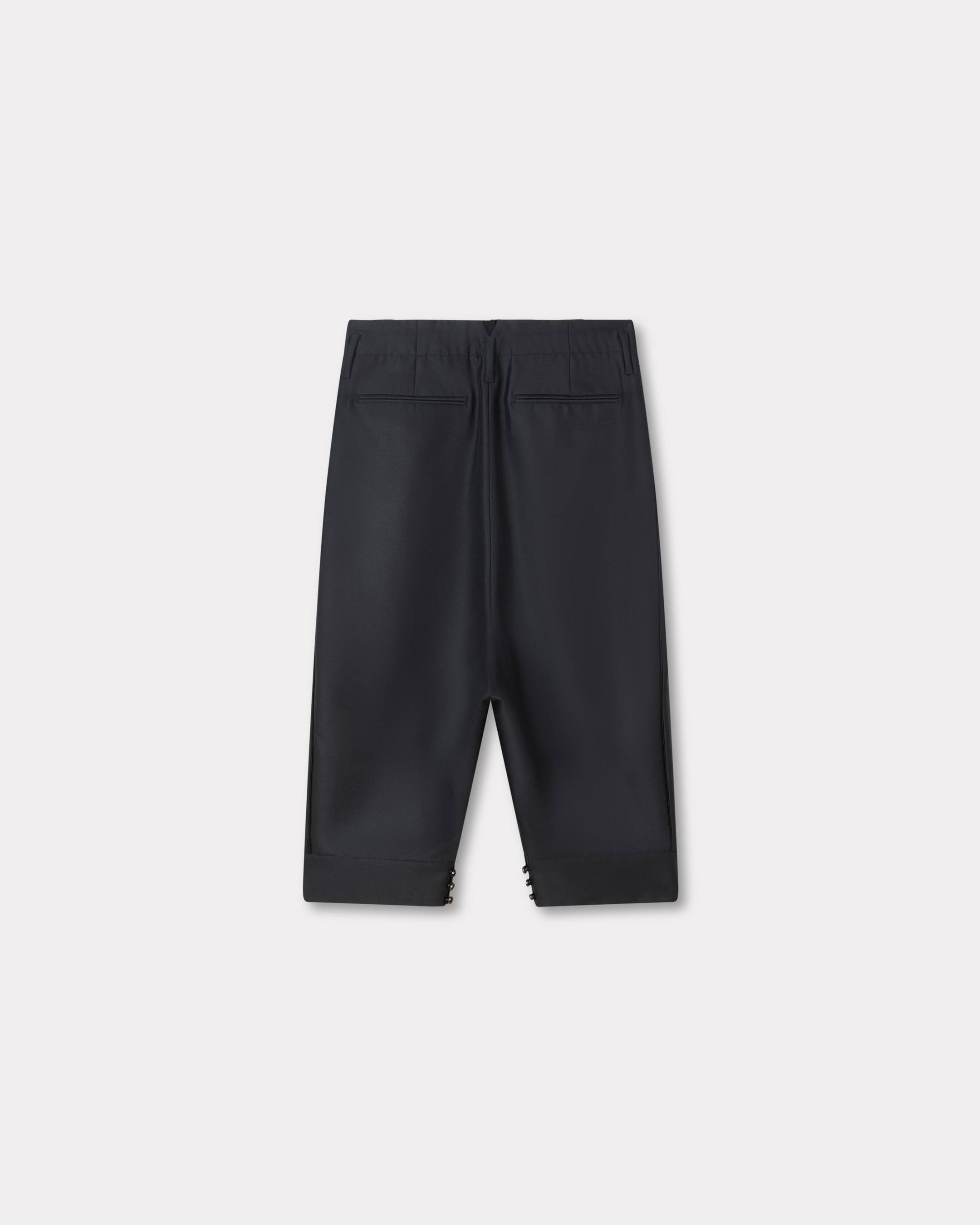 Tailored cropped pleated pants in virgin wool and silk