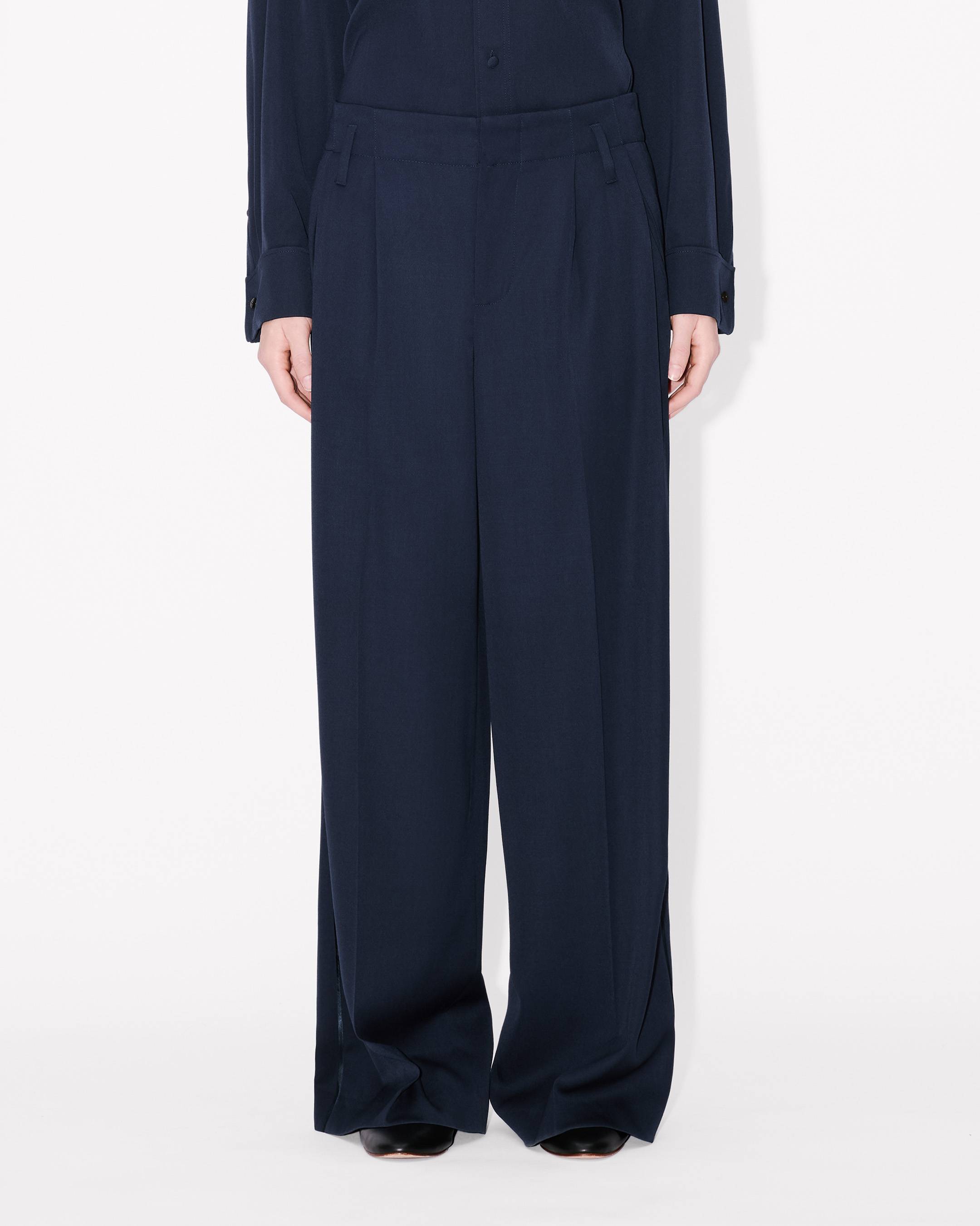 Wide leg tailored pants in virgin wool
