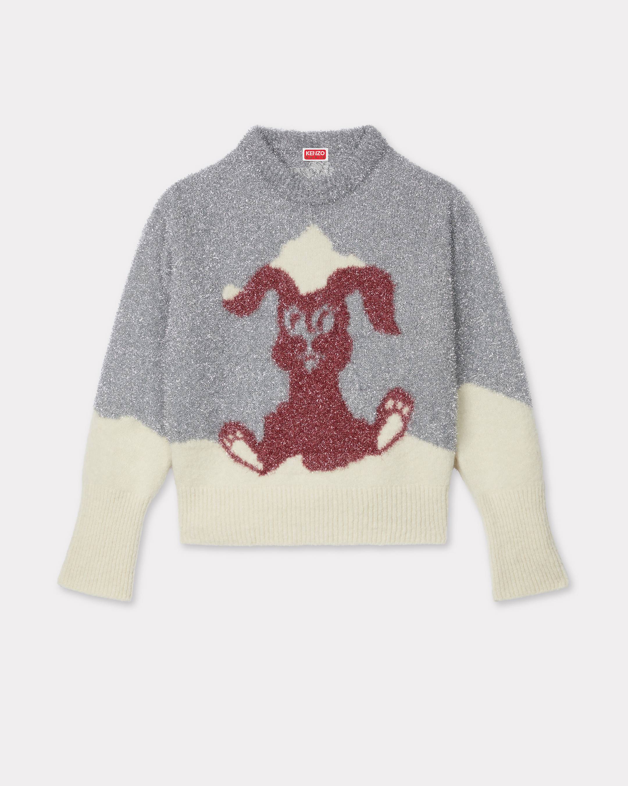 KENZO ' Winter Holidays' Embellished Sweater In Mixed Wool, Woman, Silver, Size S, Wool