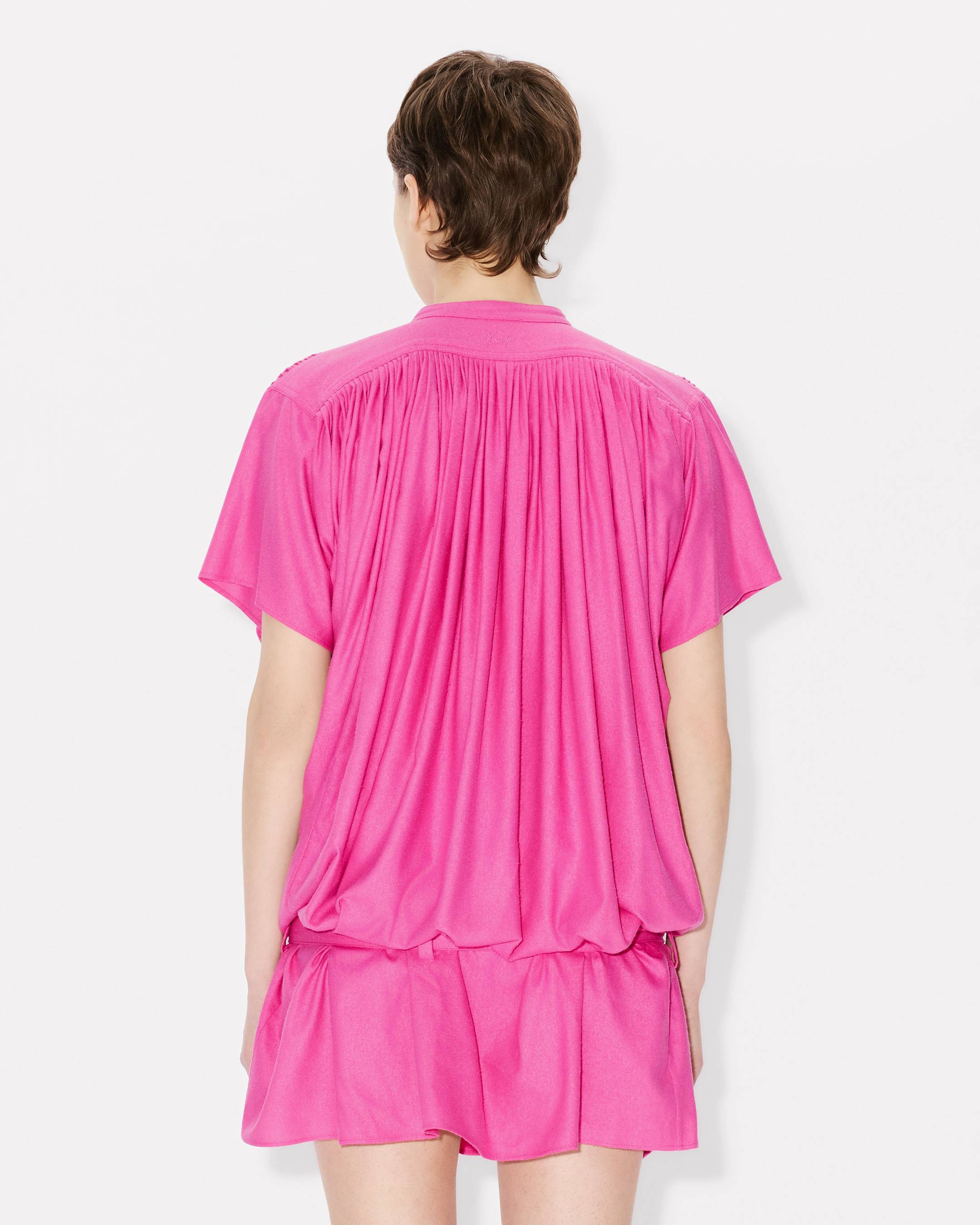 Plissiertes Oversize-Kleid aus Floche-Seide