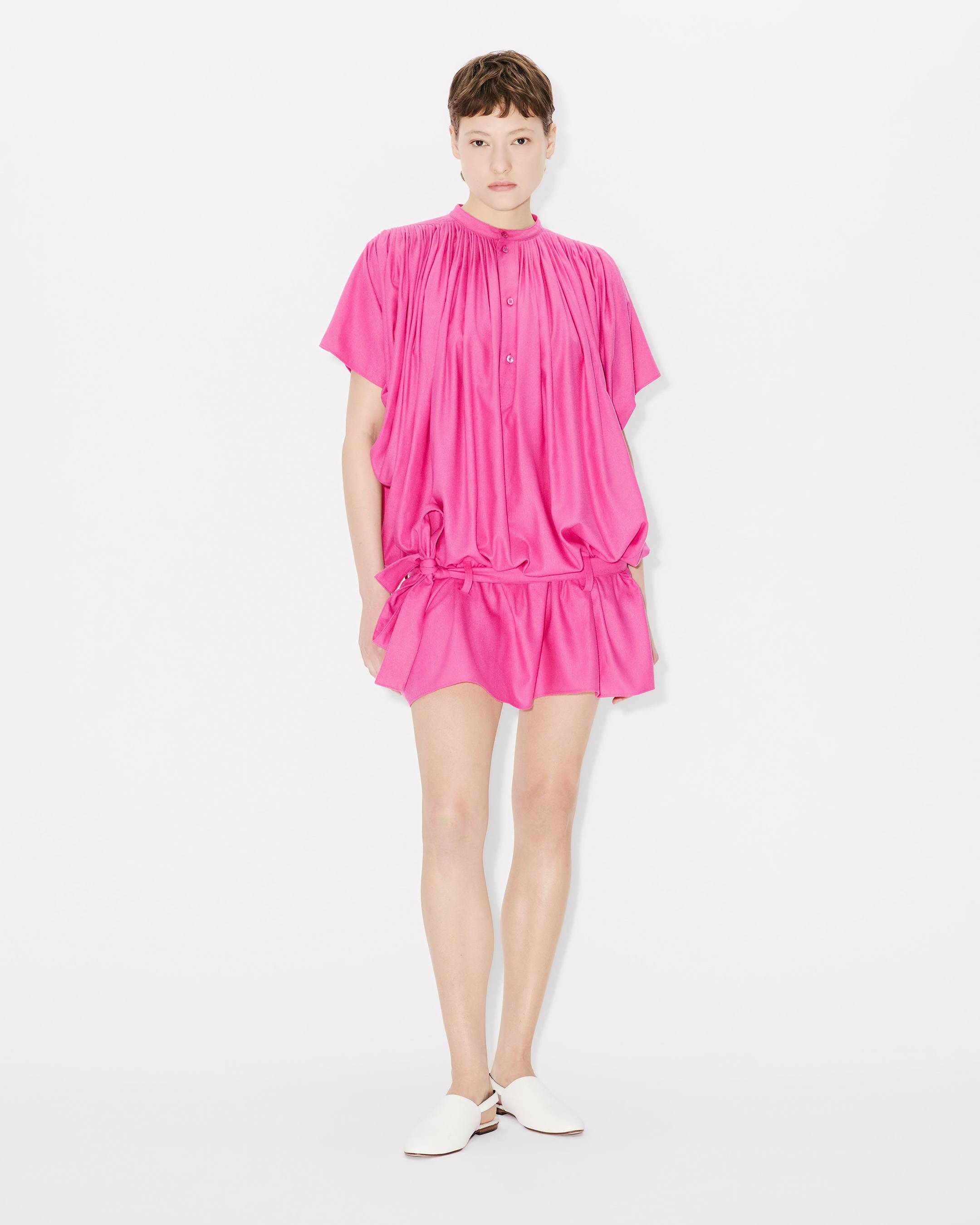 Plissiertes Oversize-Kleid aus Floche-Seide