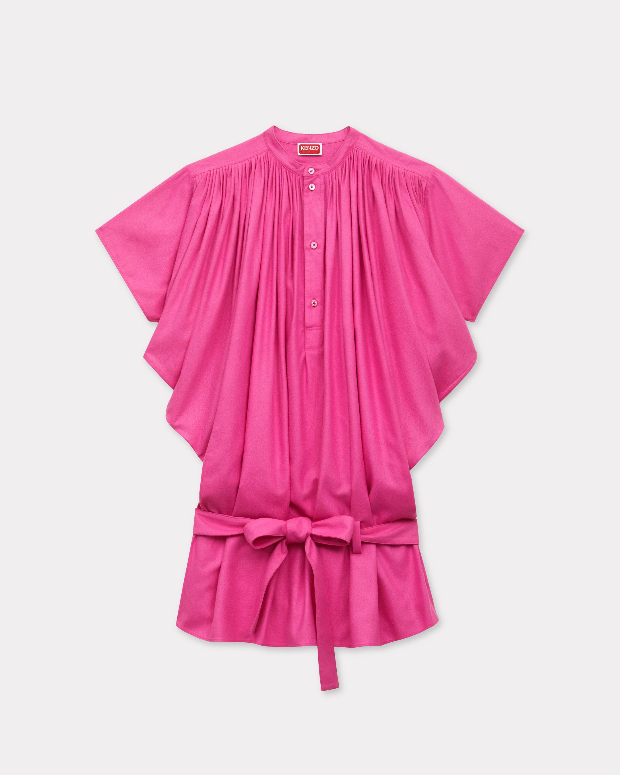 Plissiertes Oversize-Kleid aus Floche-Seide