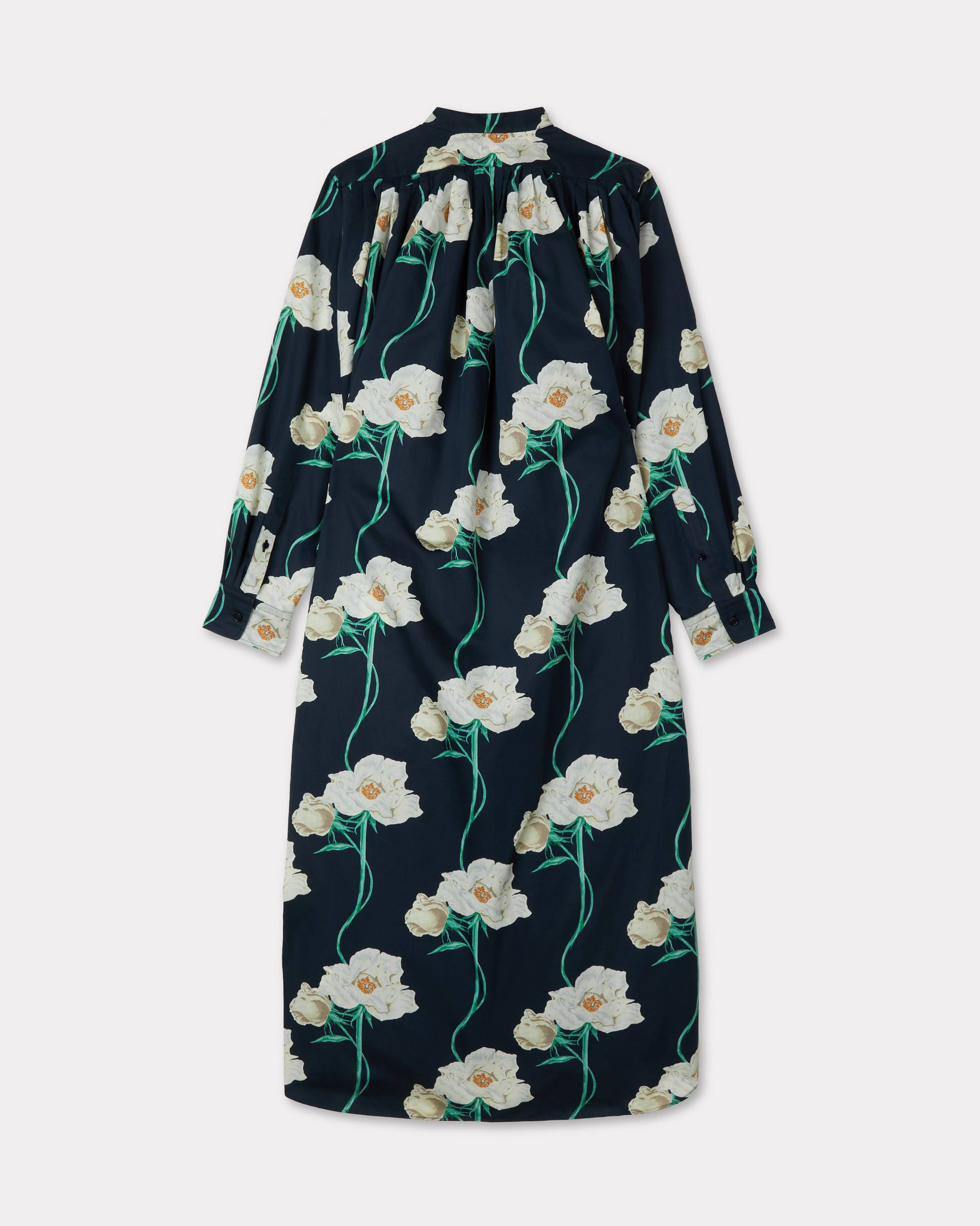 Langes Kleid mit Falten &bdquo;KENZO Archive Rose&ldquo; aus Baumwolle und Seide