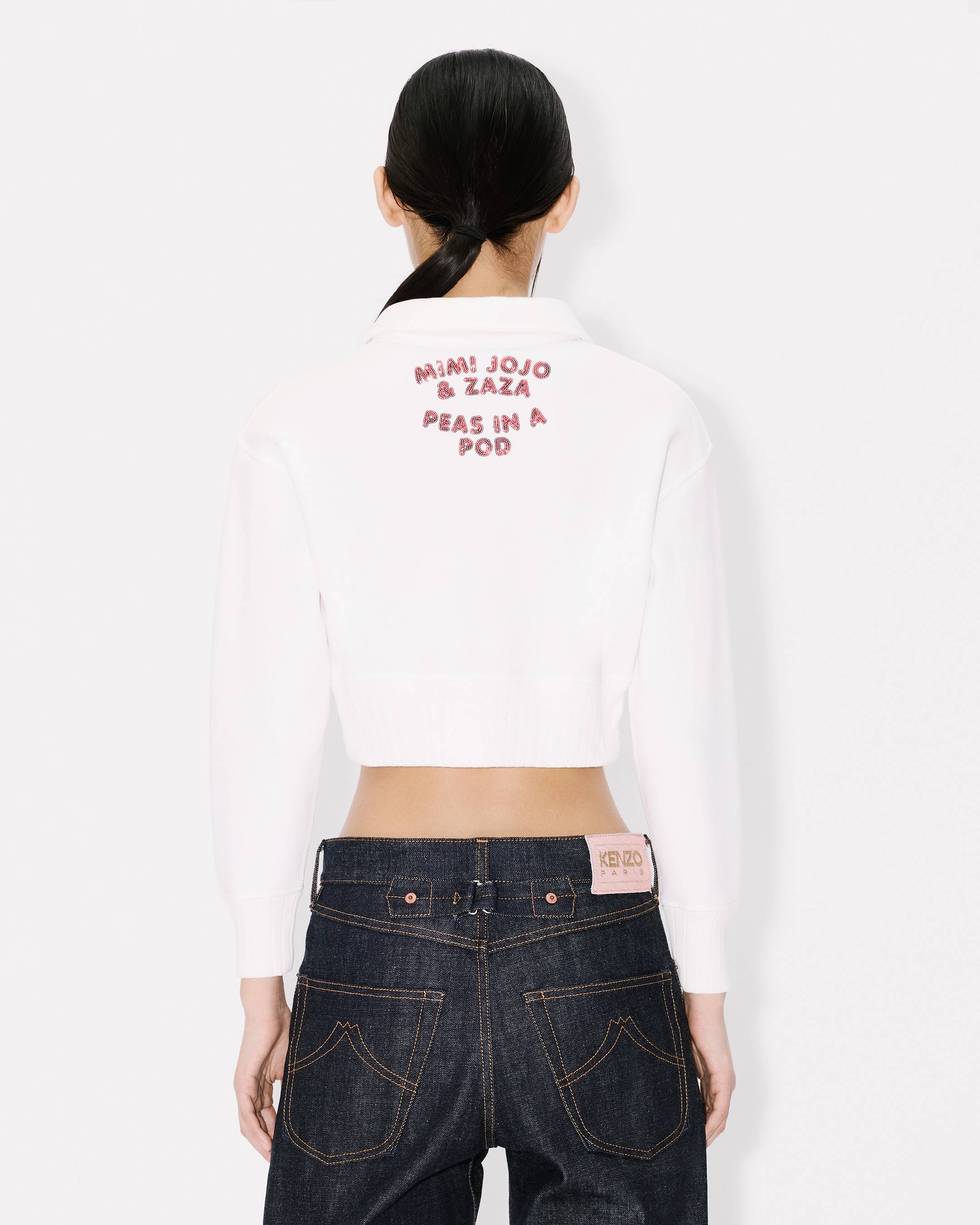 'KENZO Cartoon' embroidered cropped polo sweatshirt in cotton