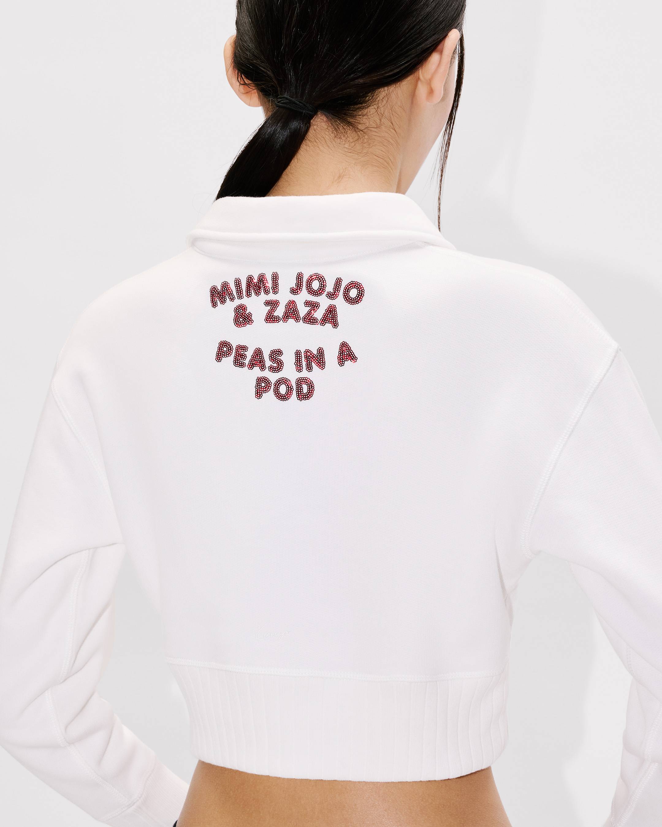 'KENZO Cartoon' embroidered cropped polo sweatshirt in cotton