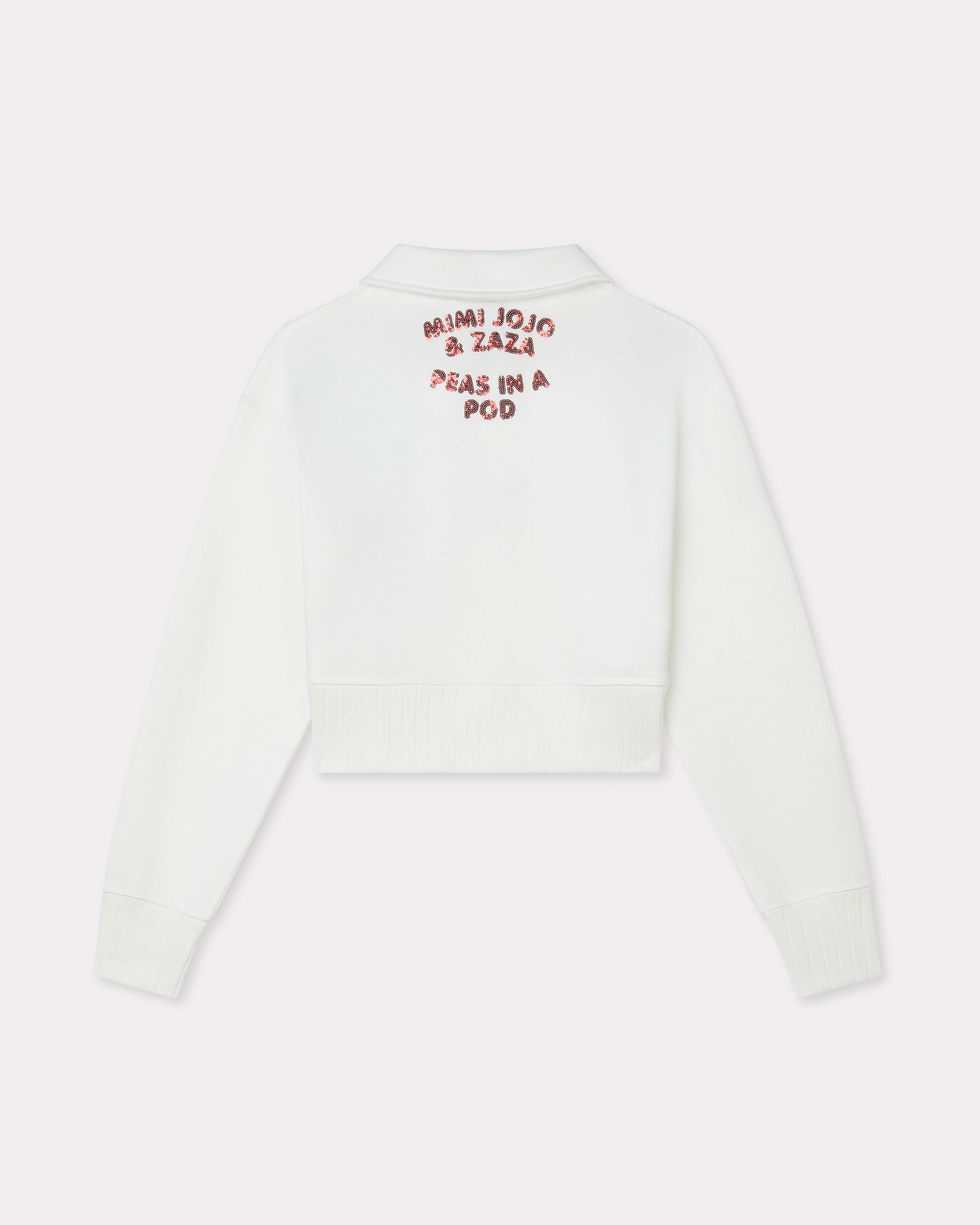 'KENZO Cartoon' embroidered cropped polo sweatshirt in cotton