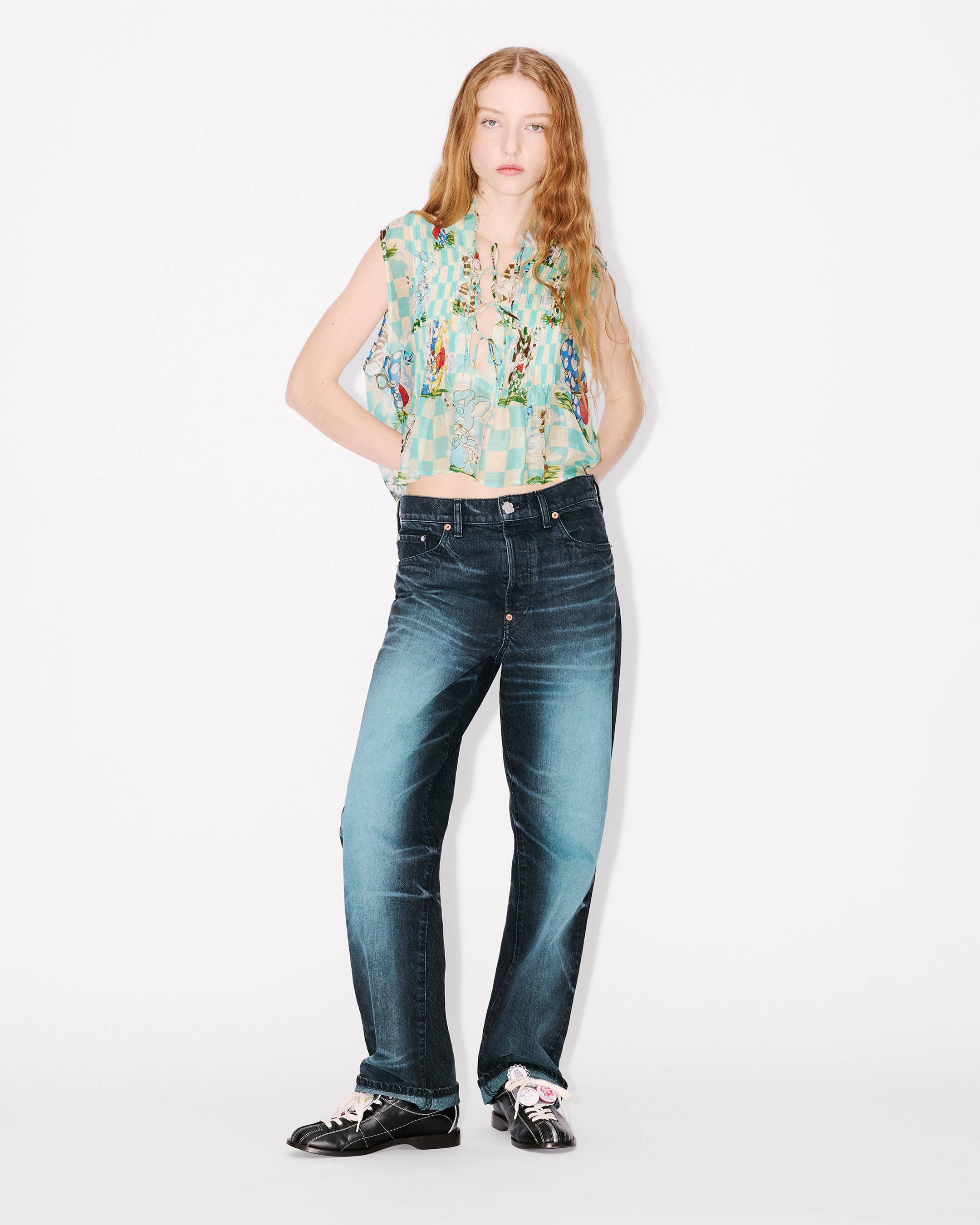 KENZO Cartoon' sleeveless top in mixed silk linen | Women's | KENZO