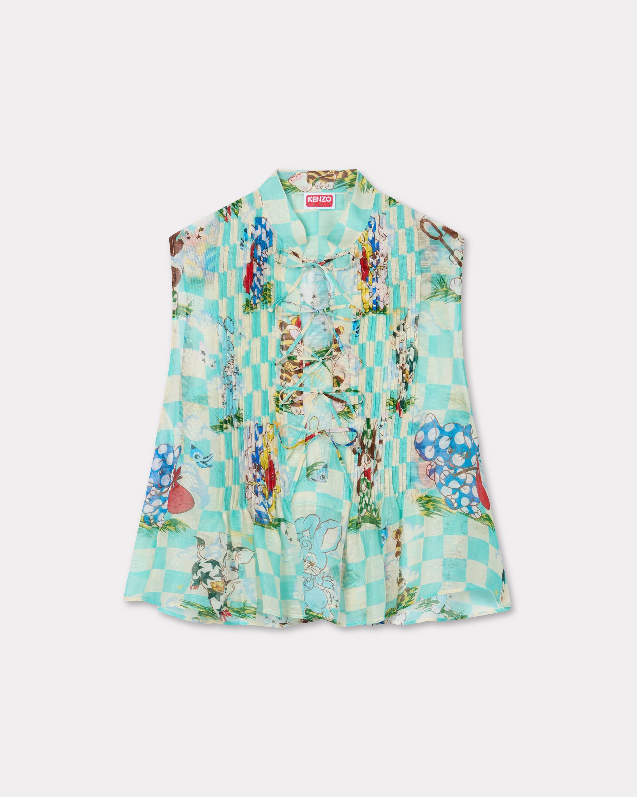 'KENZO Cartoon' スリーブレス トップス イン ミックス シルク リネン
