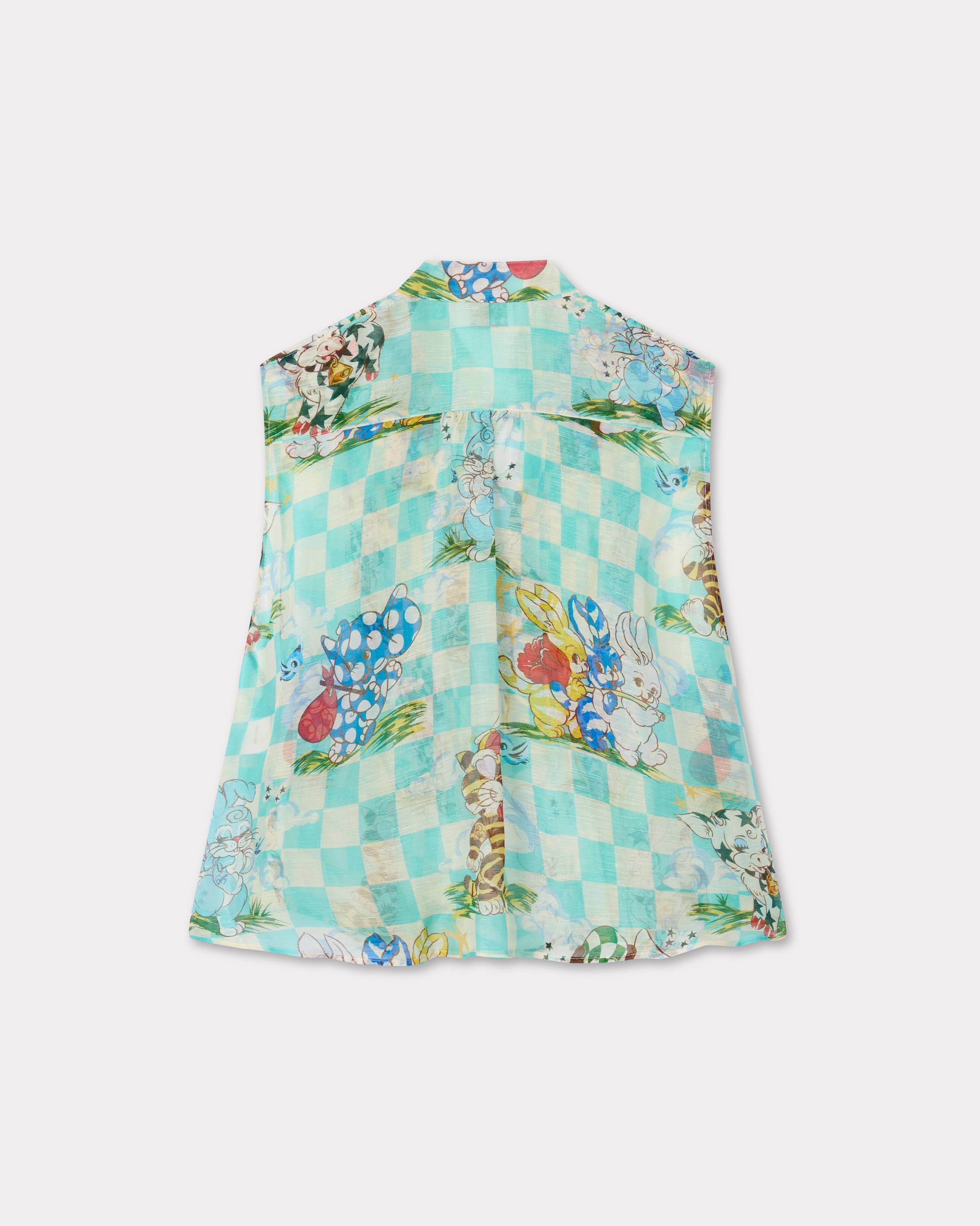 'KENZO Cartoon' スリーブレス トップス イン ミックス シルク リネン