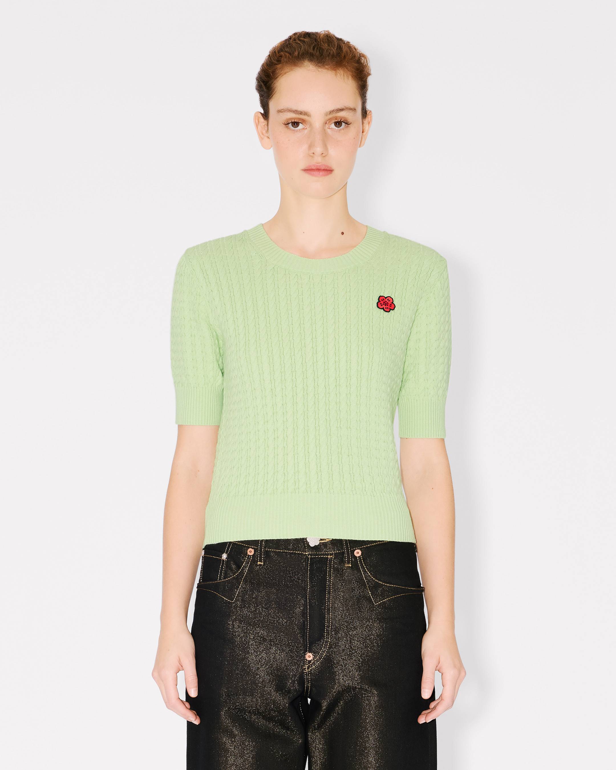 Top de manga corta de algod&oacute;n y lana 'Boke Flower'