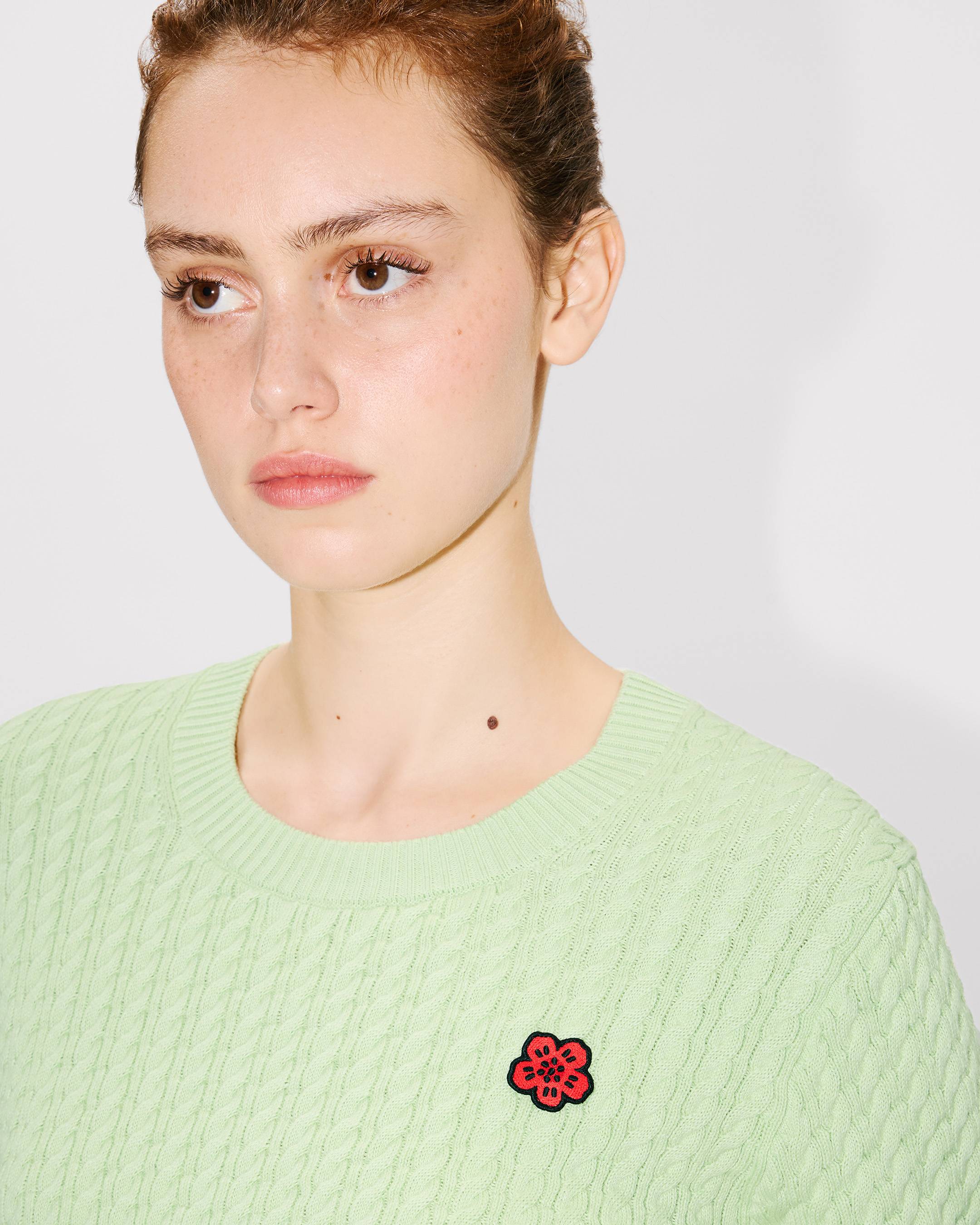 Top de manga corta de algod&oacute;n y lana 'Boke Flower'