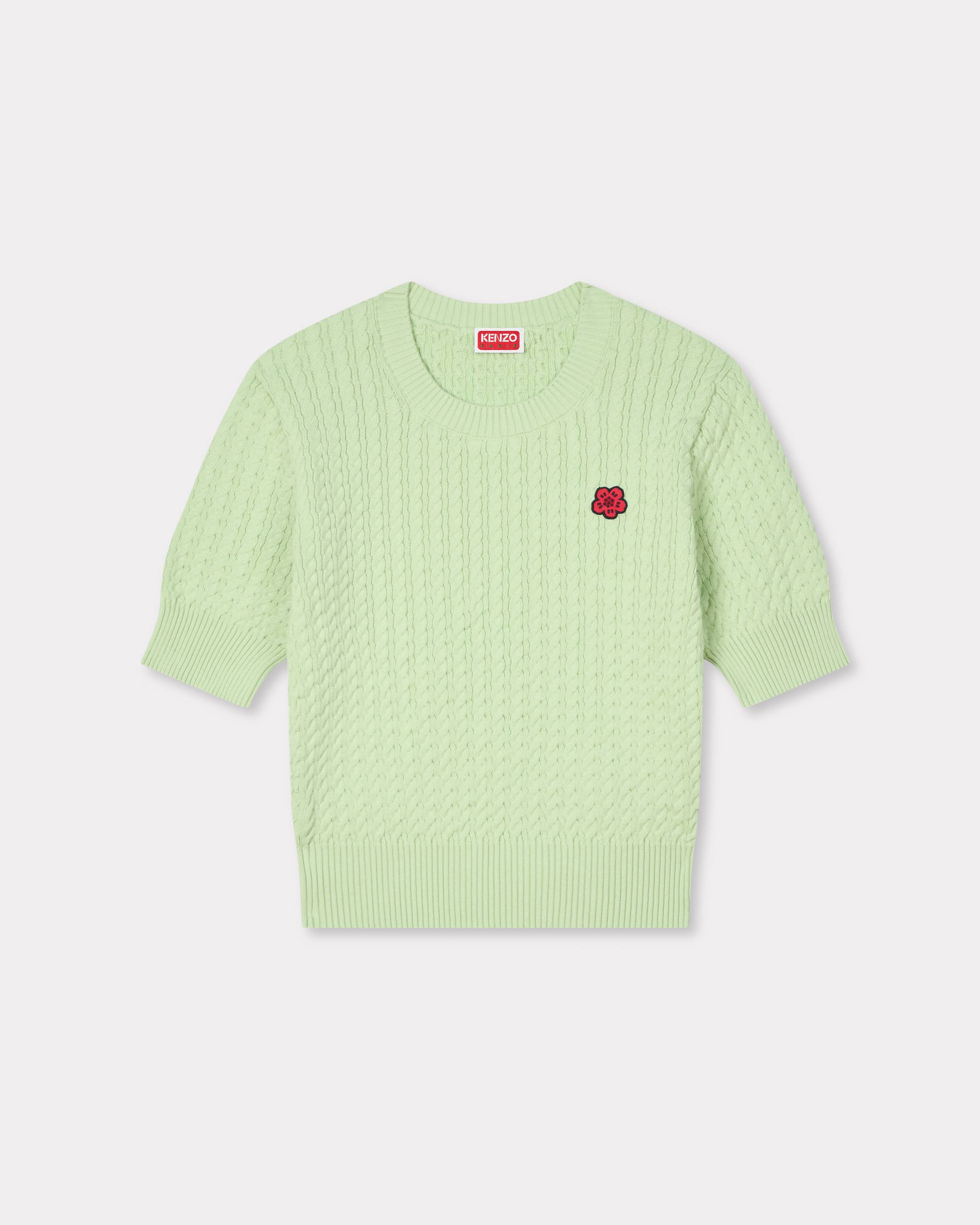 Top de manga corta de algod&oacute;n y lana 'Boke Flower'